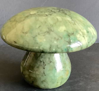 Green Alabaser Mushroom Paperweight Decor Hand Carved MAde In Italy: Green Alabaser Mushroom Paperweight Decor. Measures approx 2.25 inches tall 3.25 inches wide