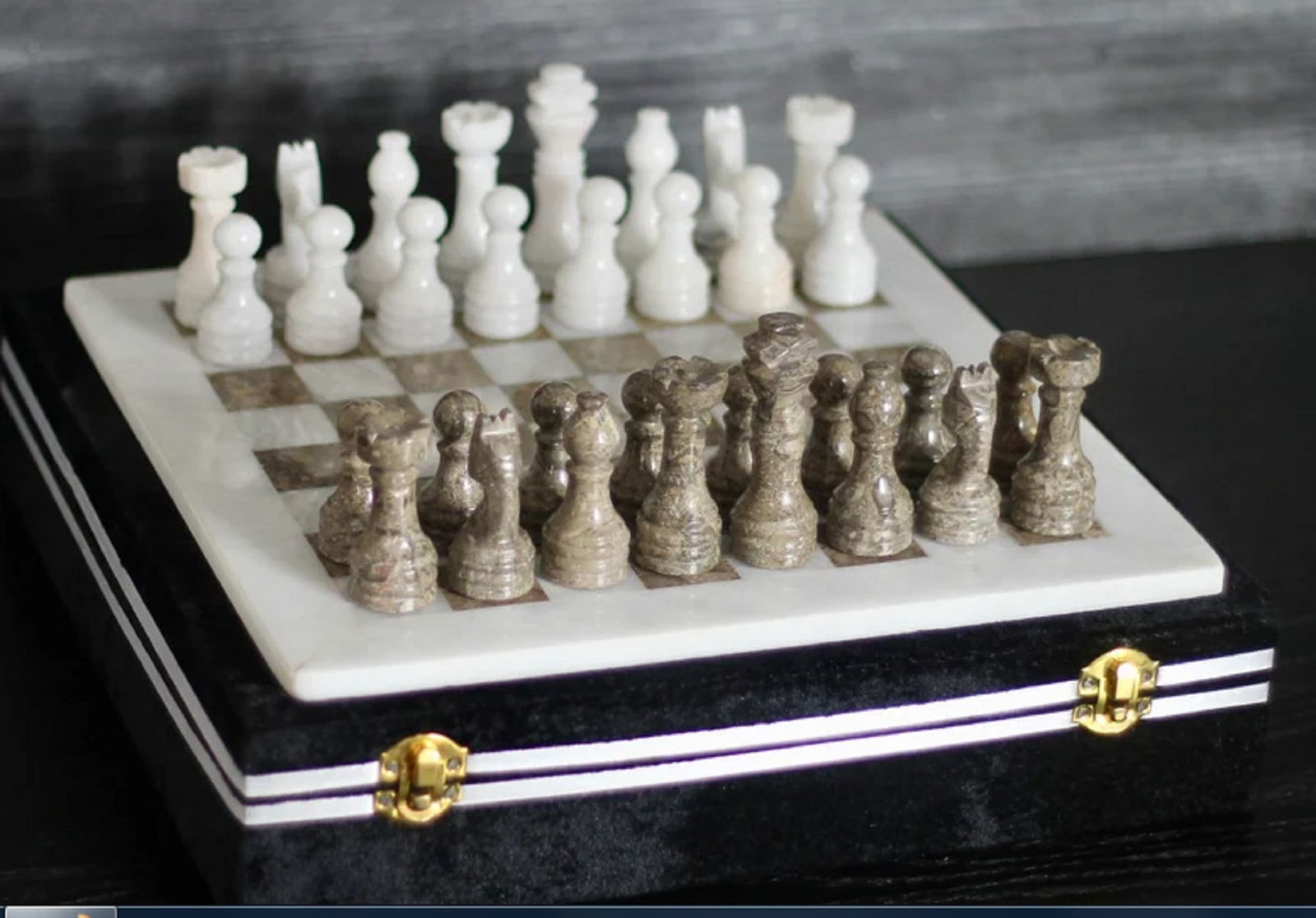 Handmade Marble Chess Set with Storage Case (1 of 5)