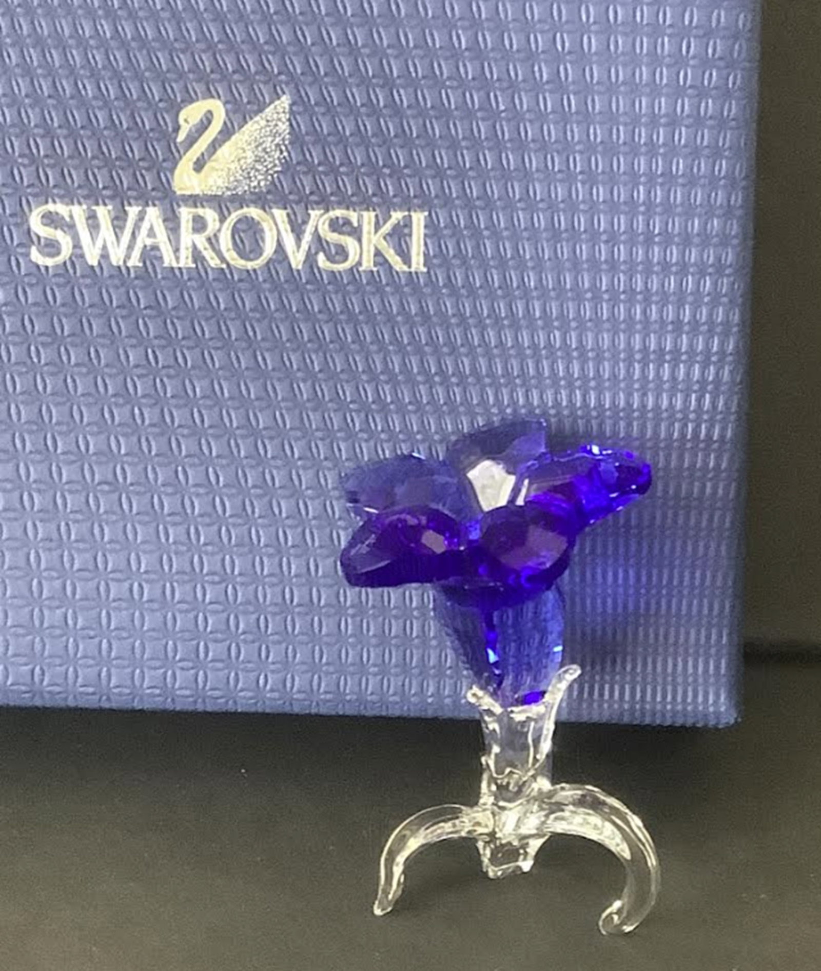 Swarivski Signed Crystal Flower Orchid in original box: Swarivski Signed Crystal Flower Orchid in original box. Measures approx