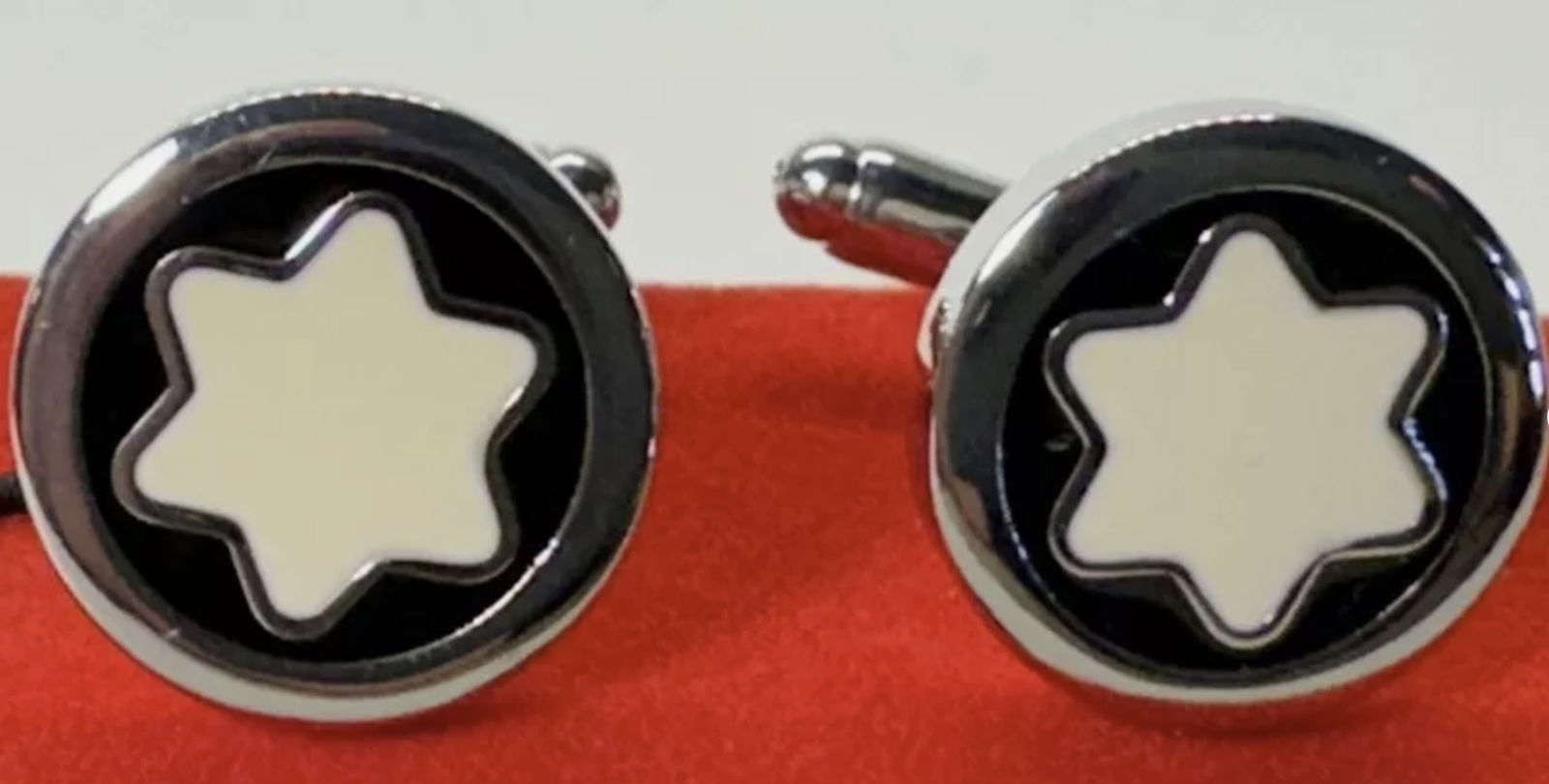 Mont Blanc Round Stainless Steel Star Shirt Cufflink (1 of 5)