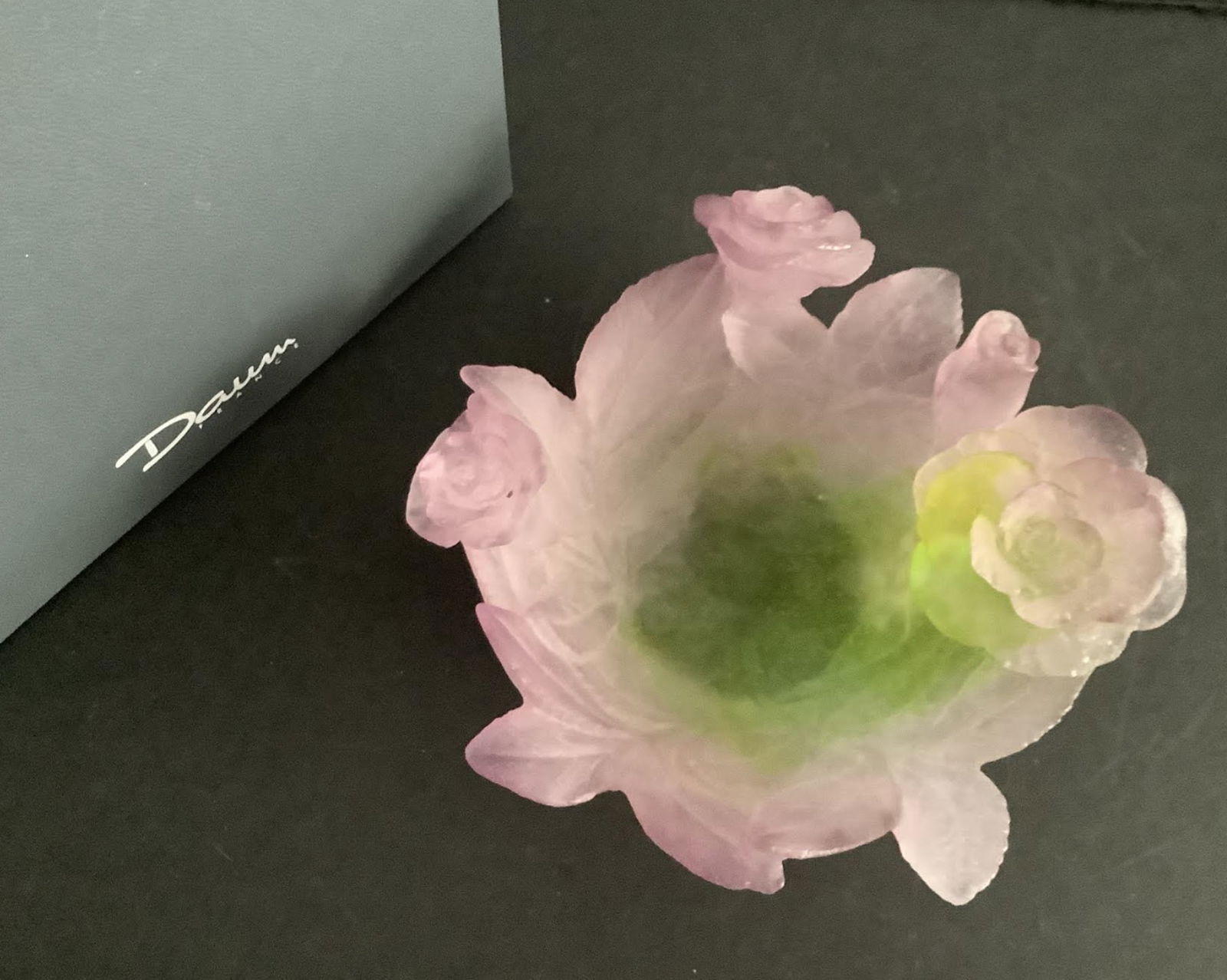 Daum Pate De Verre Rose Pattern Signed  Bowl With Original Box Made in France (1 of 6)