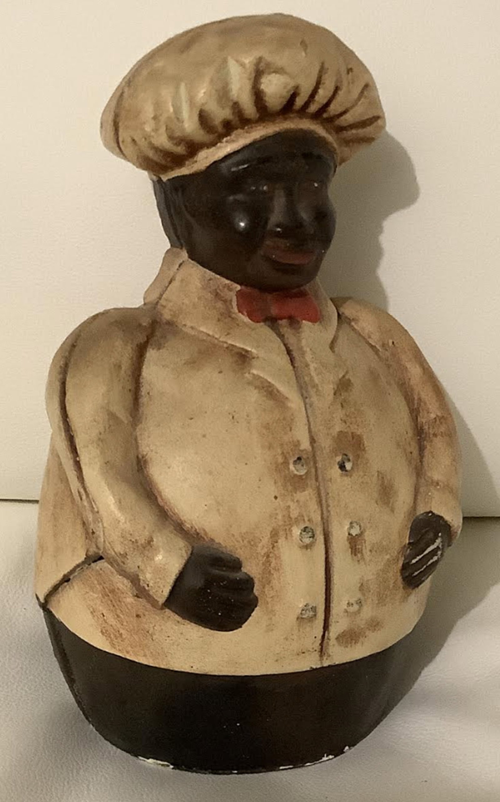 Black Americana Cast Iron Chef Bank Figurine: Black Americana Cast Iron Chef Bank Figurine Measures approx 7.5 inches high
