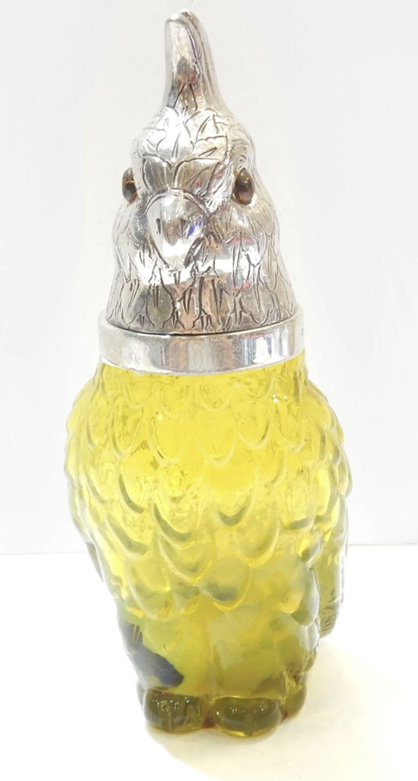 Victorian Crichton Silverplate Canary Yellow Glass Parrot Decanter Jug (1 of 7)