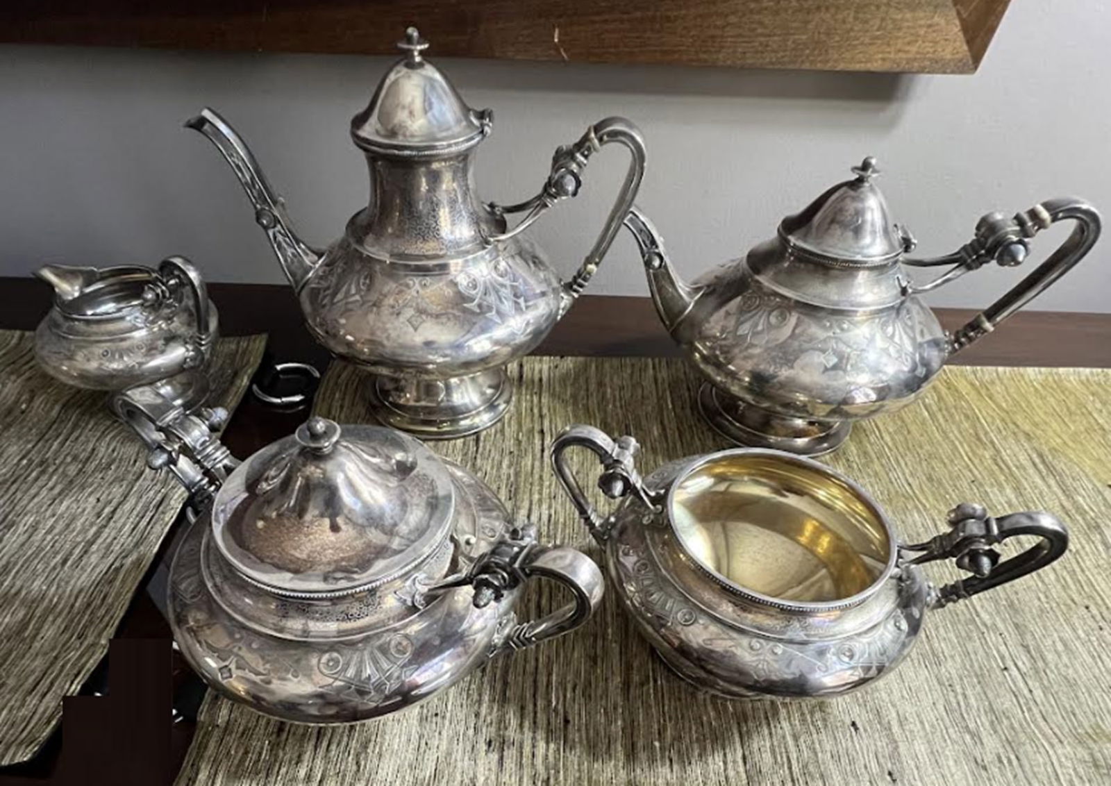 Gorham Sterling Silver Aesthetic Movement Gorham Sterling Tea Set 5 Piece (1 of 8)