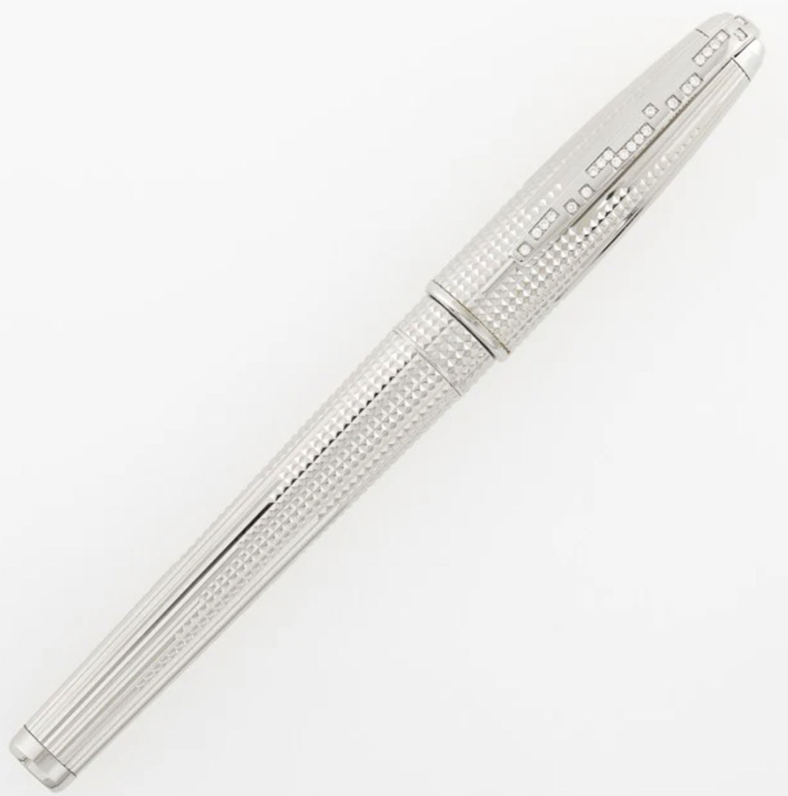 S.T. Dupont Olympio Limited Edition Fountain Pen with Natural Diamonds and 18k White Gold Nib (1 of 7)