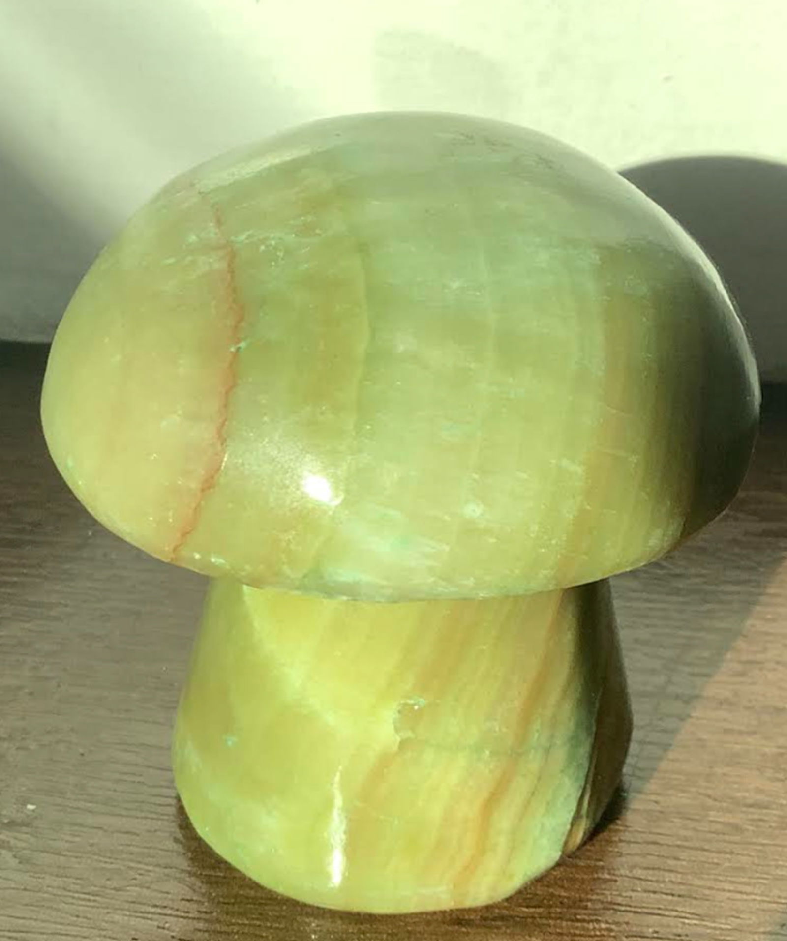 Green Alabaster mushroom paperweight: Green Alabaster mushroom paperweight paperweight Measures approx 2.25 inches tall