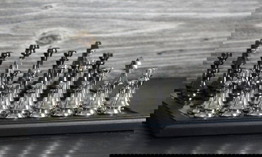 CHESS SET With Board and Storage case: CHESS SET With Board and Storage case Size 16 inches: Board Size: 14 Inches. Message:King Measures: 4 Inches. Queen: 3.75 Inches. Bishop: 3.5 Inches. Knight: 4 Inches. Rook: 3.25 Inches. Pawns: 2.5