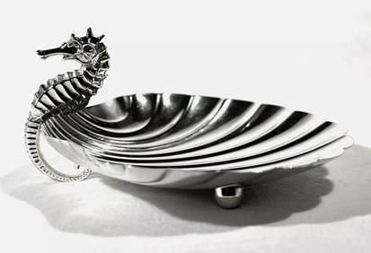 A Japanese Showa Sterling Silver Plate by Kuyeda A Japanese Showa Sterling Silver Plate by Kuyeda