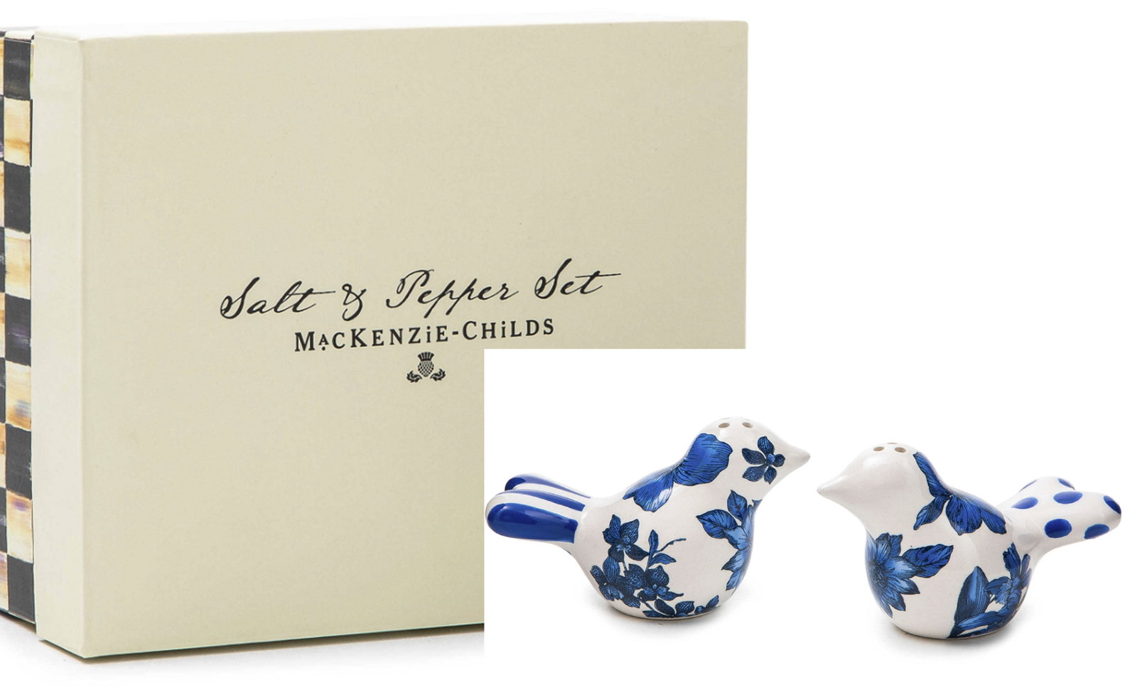 Mackenzie Child English Garden Salt & Pepper Shakers With original Box: Mackenzie Child English Garden Salt & Pepper Shakers With original Box