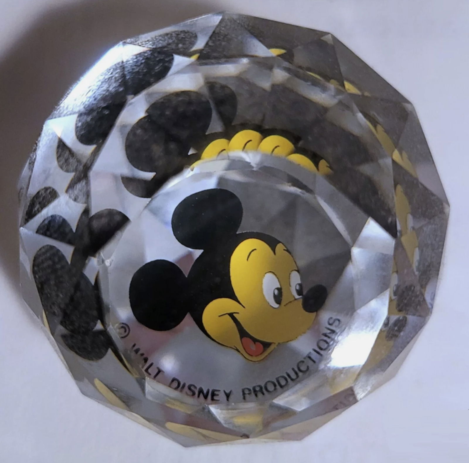 Swarovski Signed Crystal Disney Mickey Paperweight: Swarovski Signed Crystal Disney Mickey Paperweight Measures approx 1 1/2" in diameter no chips or cracks