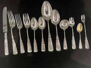 Sterling Silver Flatware By Gorham Fontainebleau Pattern Flatware Service  Set 181 Pc With 37