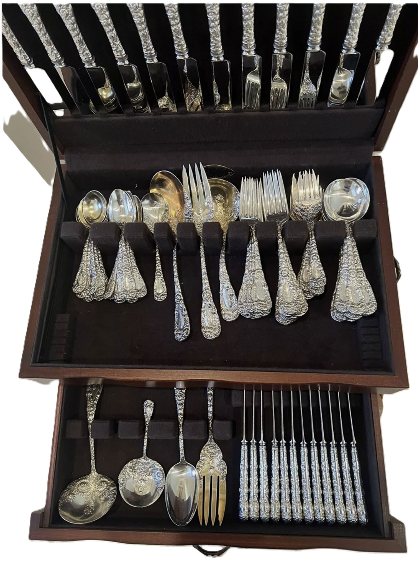 Sterling Silver Flatware By Durgin Chrysanthemum  Pattern Flatware Service  Set 108 Pc (1 of 6)