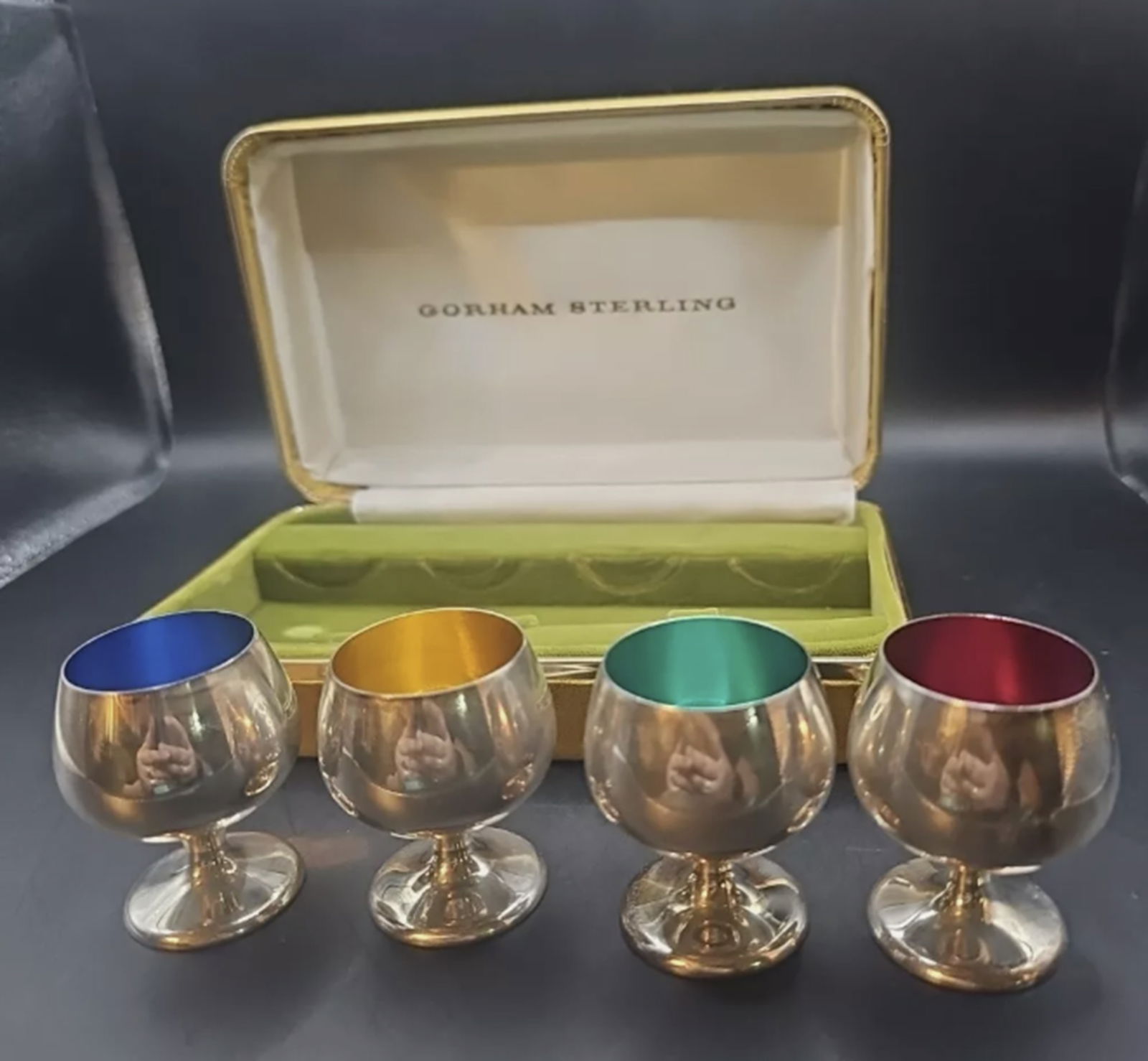 Gorham Sterling Silver Cordial Chalice Goblet Shot Cups with orig box (1 of 5)