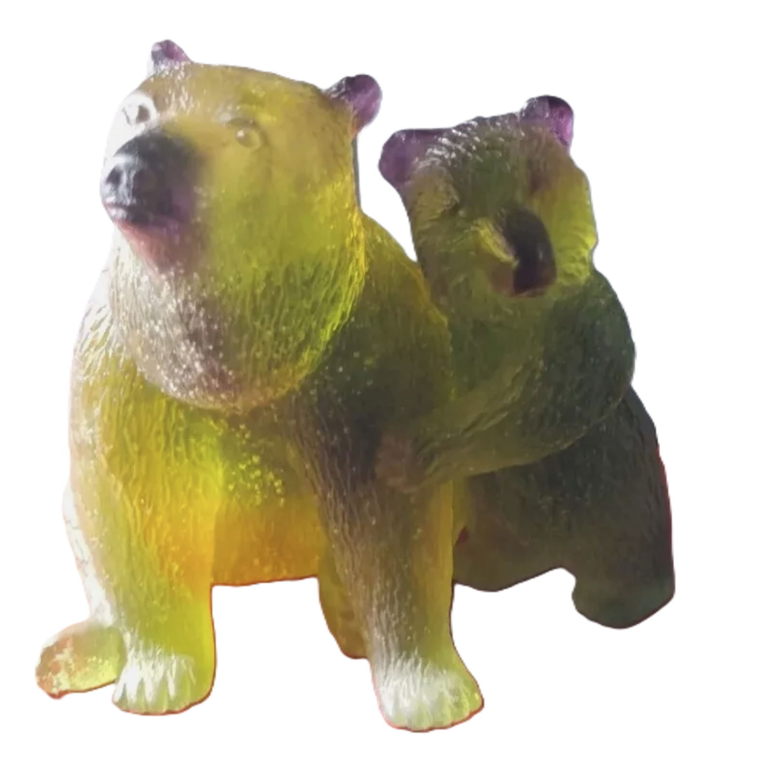 Daum Pate De Verre Signed Art Glass Mother With Baby Bear Figurine in orignal Box Made in France (1 of 7)
