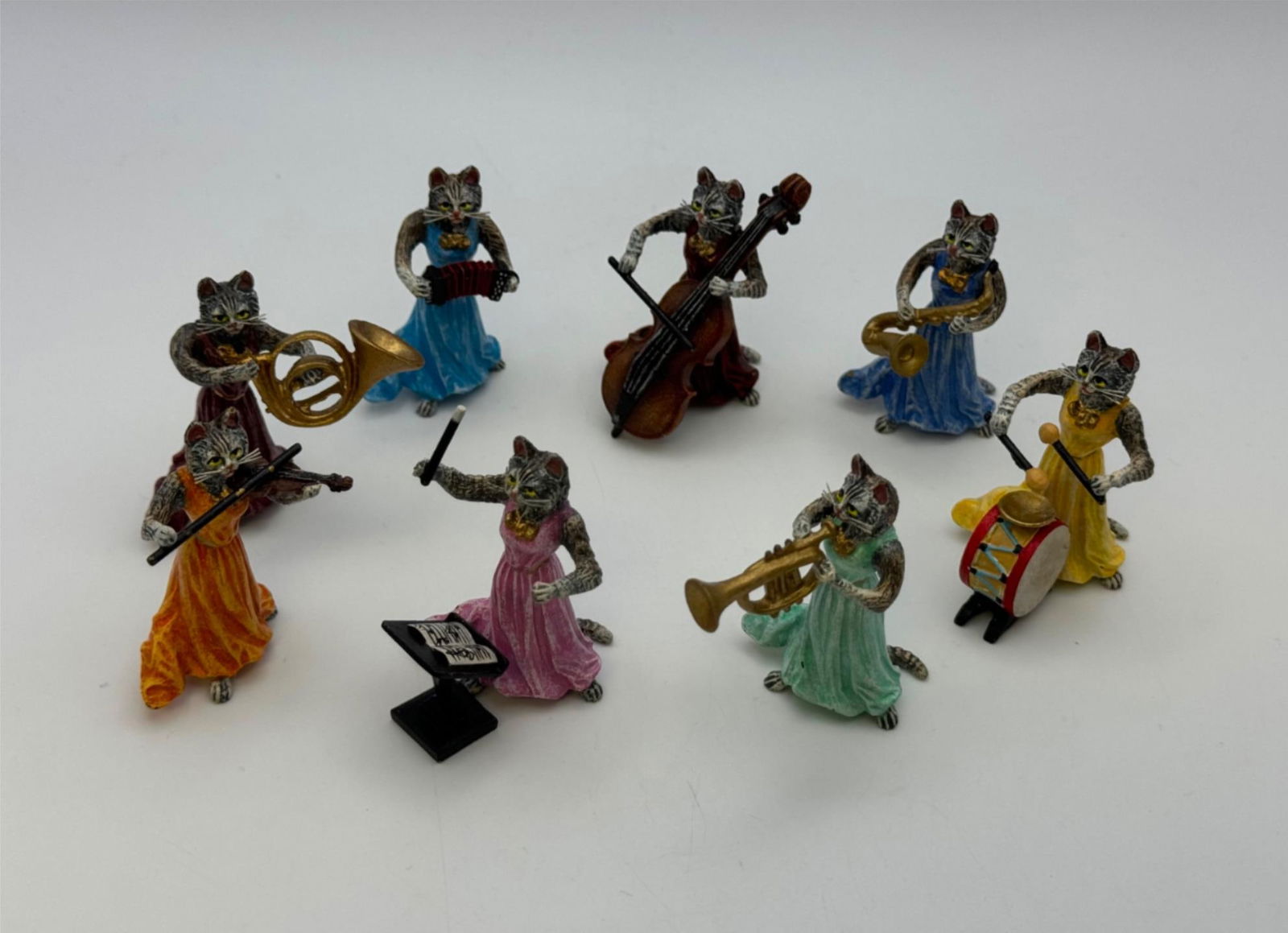 Fritz Bermann Wiener Austrian Cold Painted Bronze 8 Piece Cat Lady Orchestra (1 of 6)