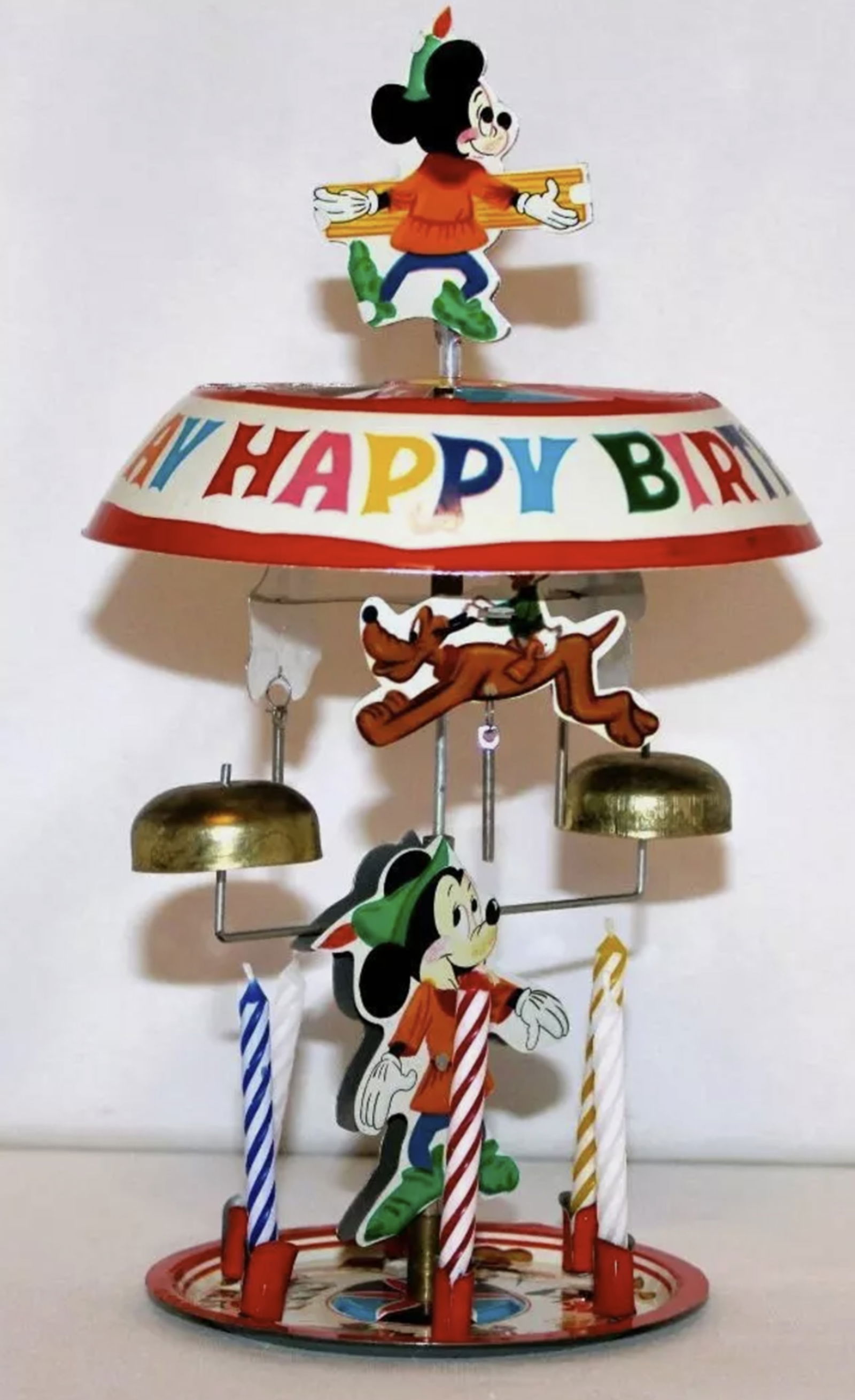 Disneyland Disney Mickie Mouse  Tin Lithograph Happy Birthday Carousel New in Box 1960 (1 of 5)