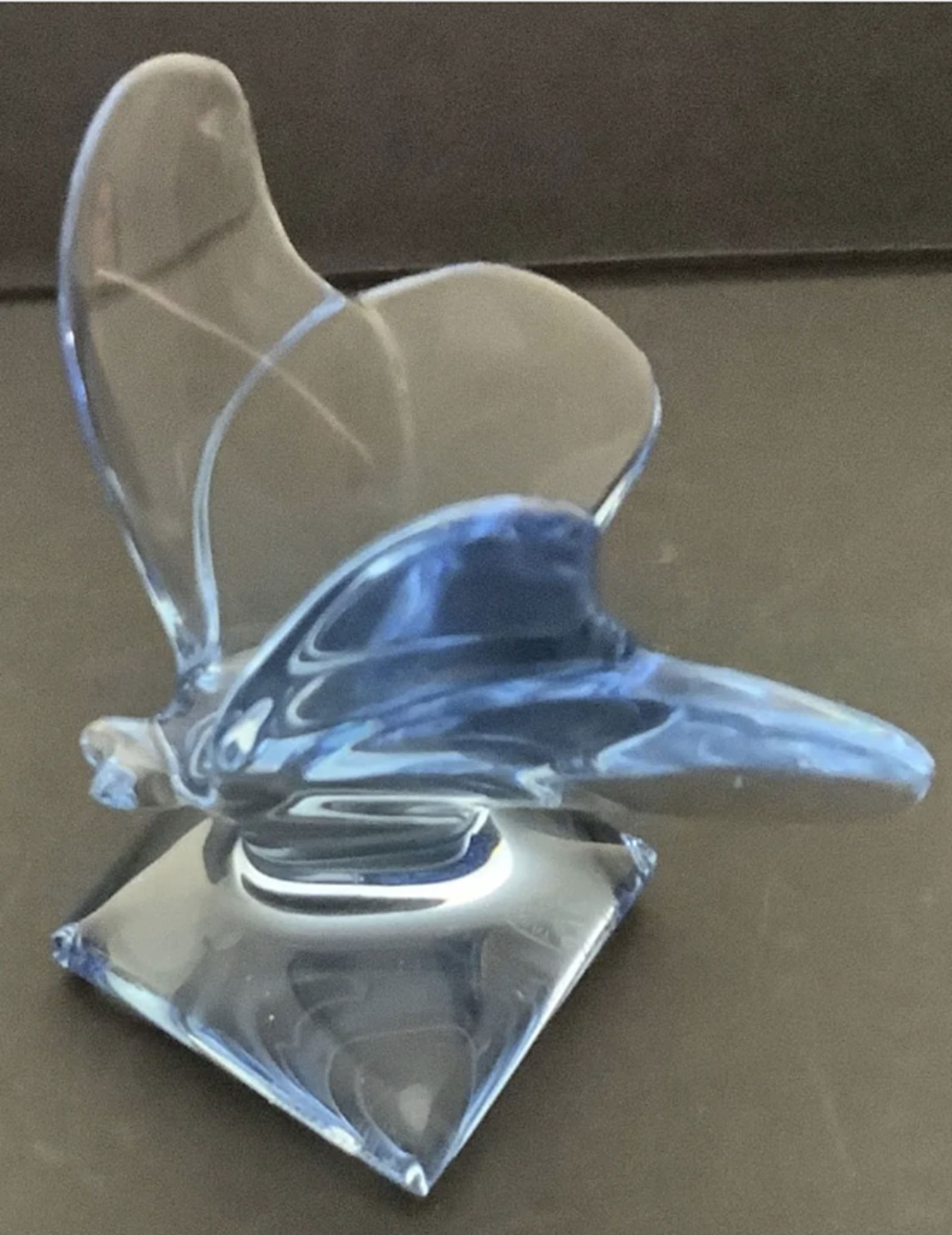 Baccarat Crystal Signed Butterfly Pedestal Blue Paperweight Figurine Made in France (1 of 6)