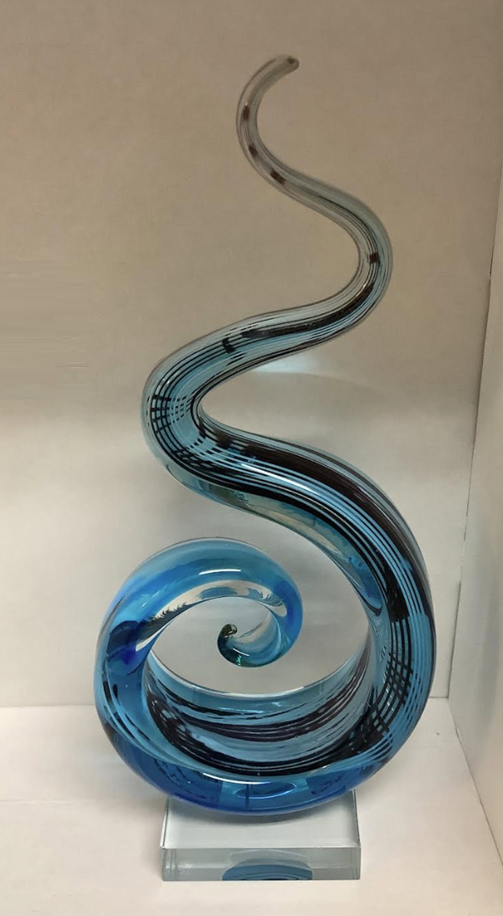Blue Ribbon Art Glass Figurine: Blue Ribbon Art Glass Figurine Measures approx 11 3/4 inches high5.25 inches at widest point no chips or cracks