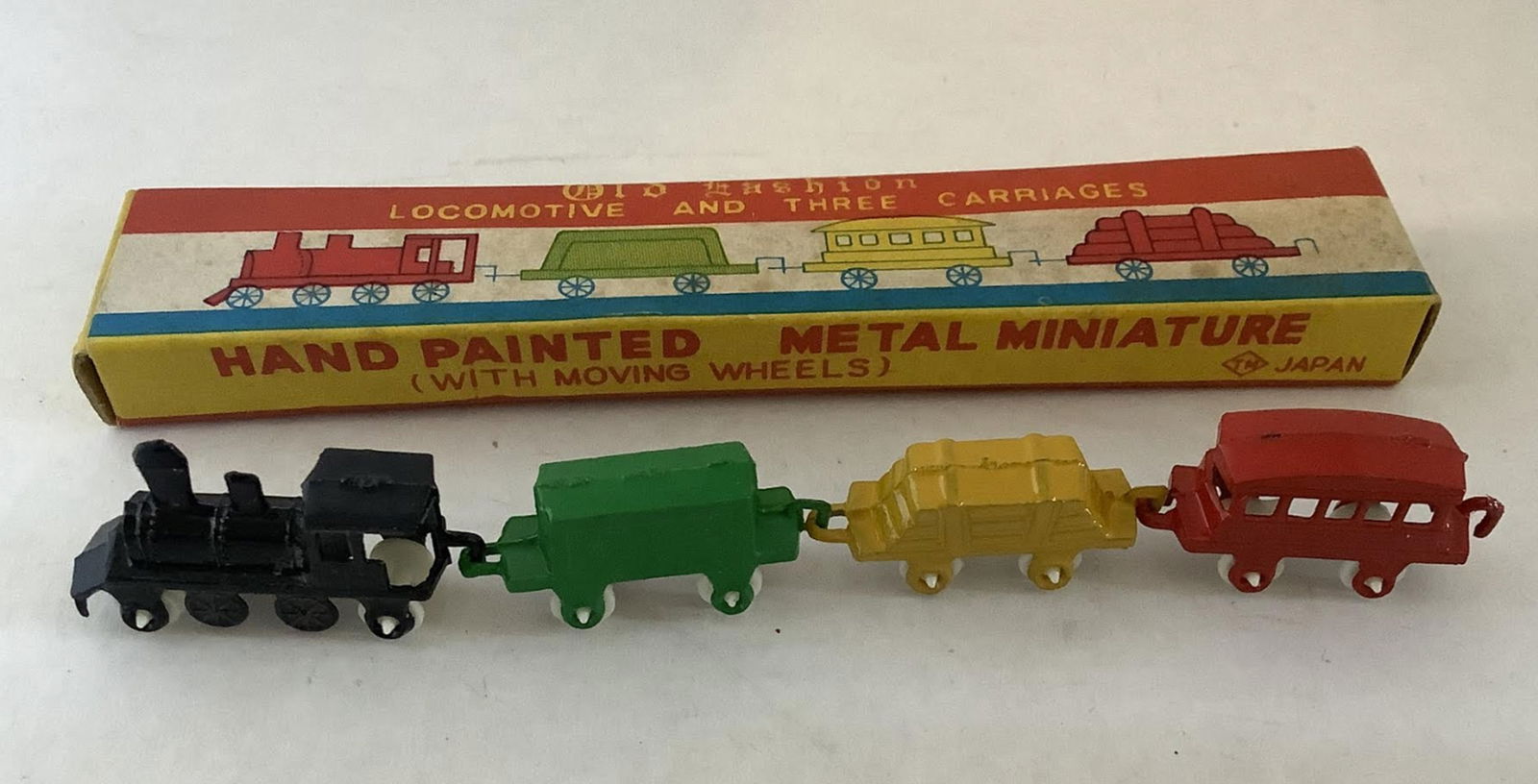 Japanese Tin Hanpainted mini Train Locomotive Set with Original Box (1 of 5)