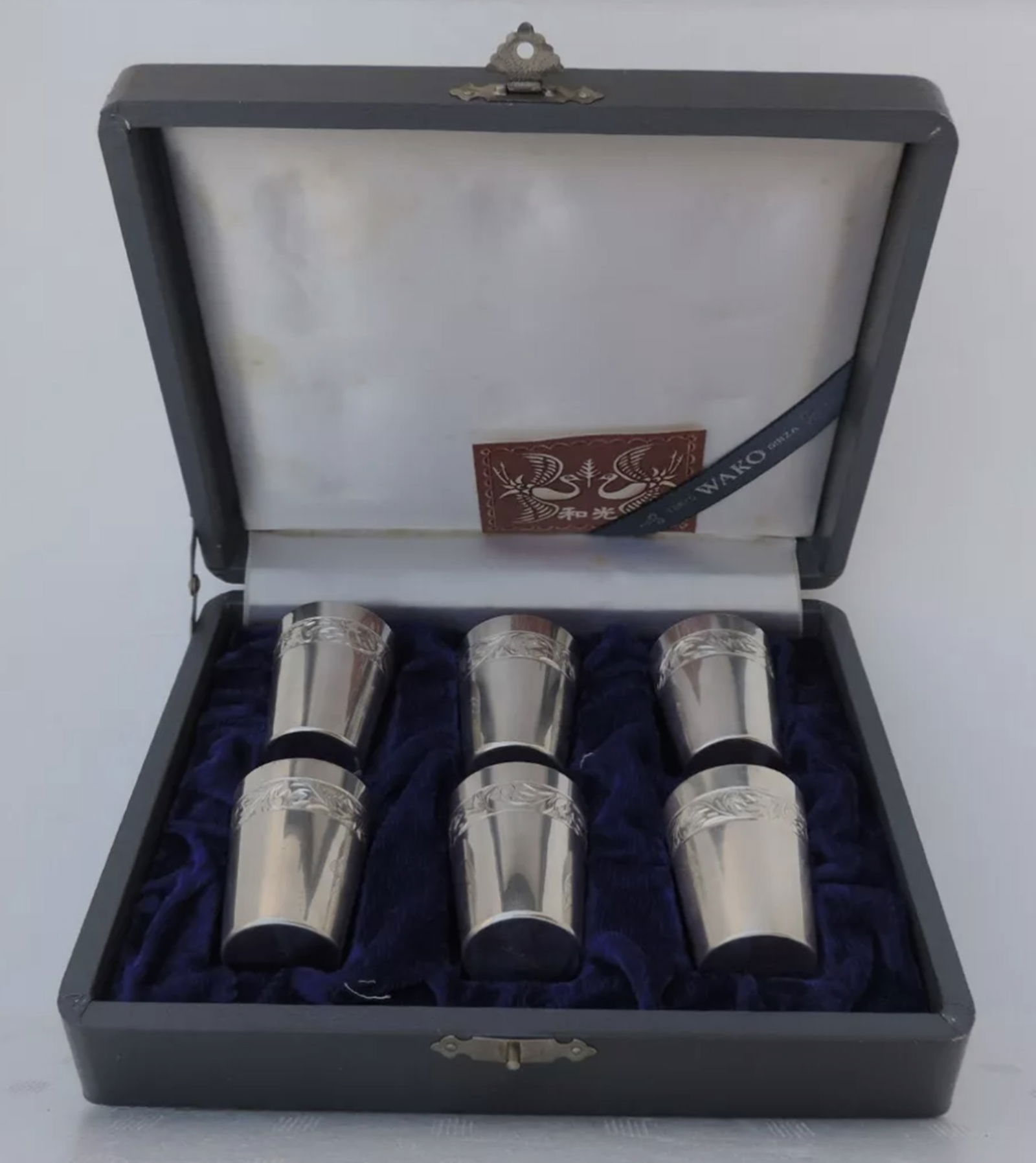 Wako Japanese Sterling Silver Tumbler Beaker Mint Julep Cup Set of Six (1 of 9)