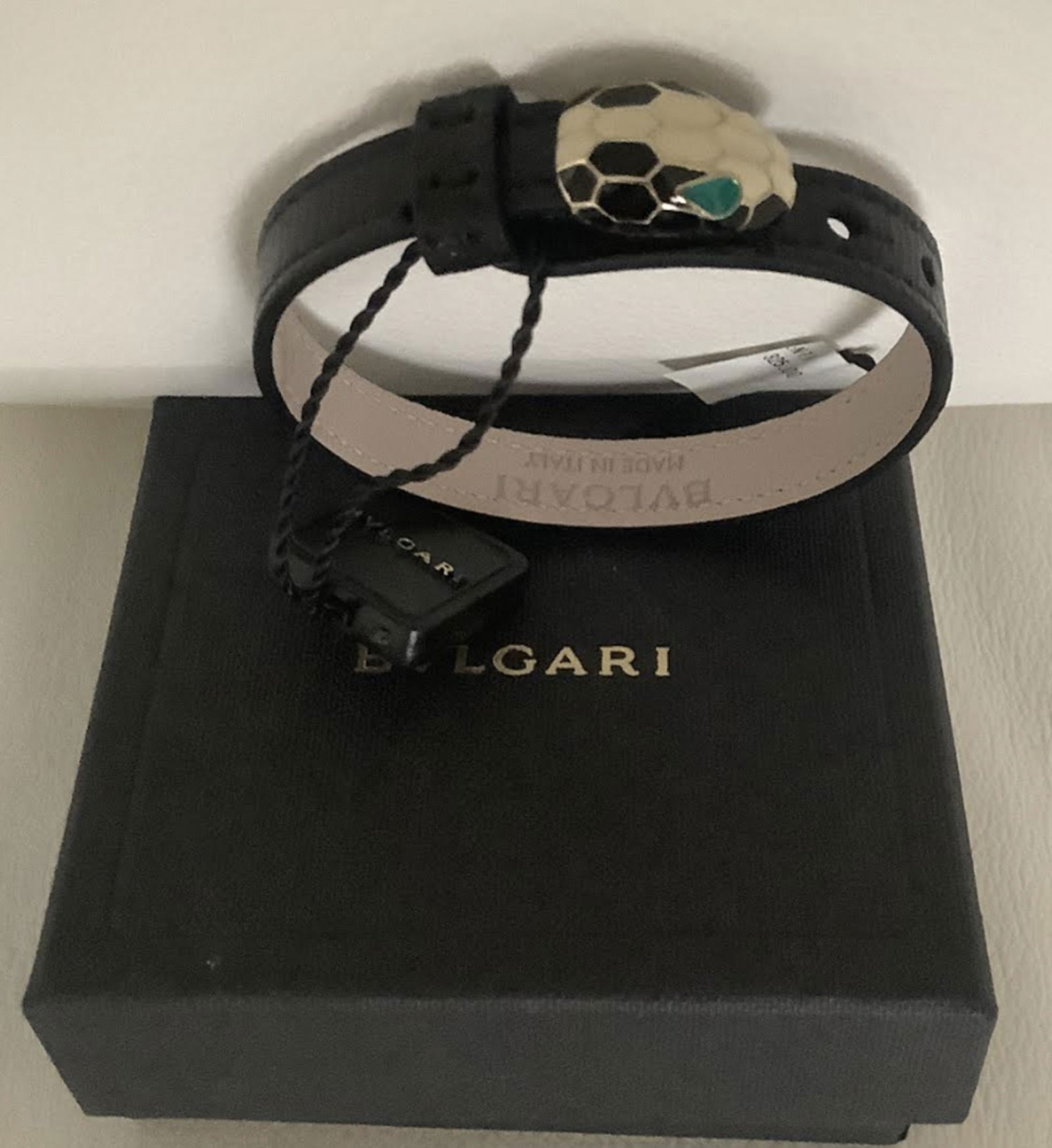 BVLGARI Serpenti Enamel & Leather Cuff Bracelet With Orig Box (1 of 6)