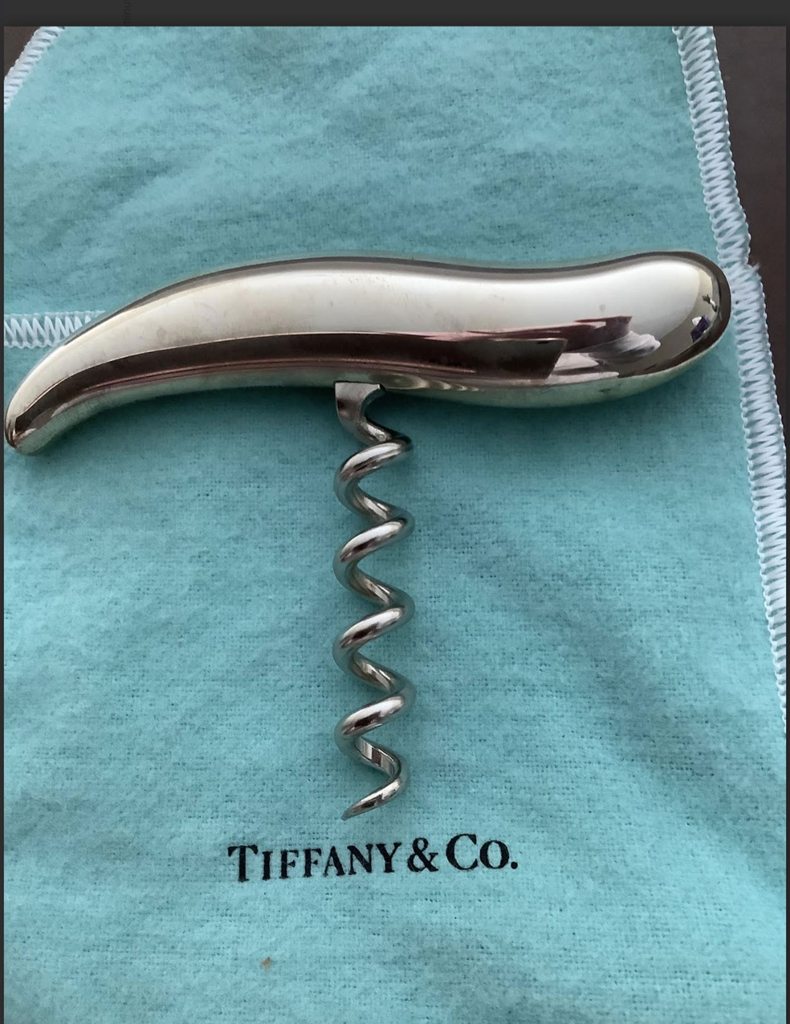 Tiffany & Co Elsa Peretti Sterlng Silver Cork Screw Opener With Pouch (1 of 5)