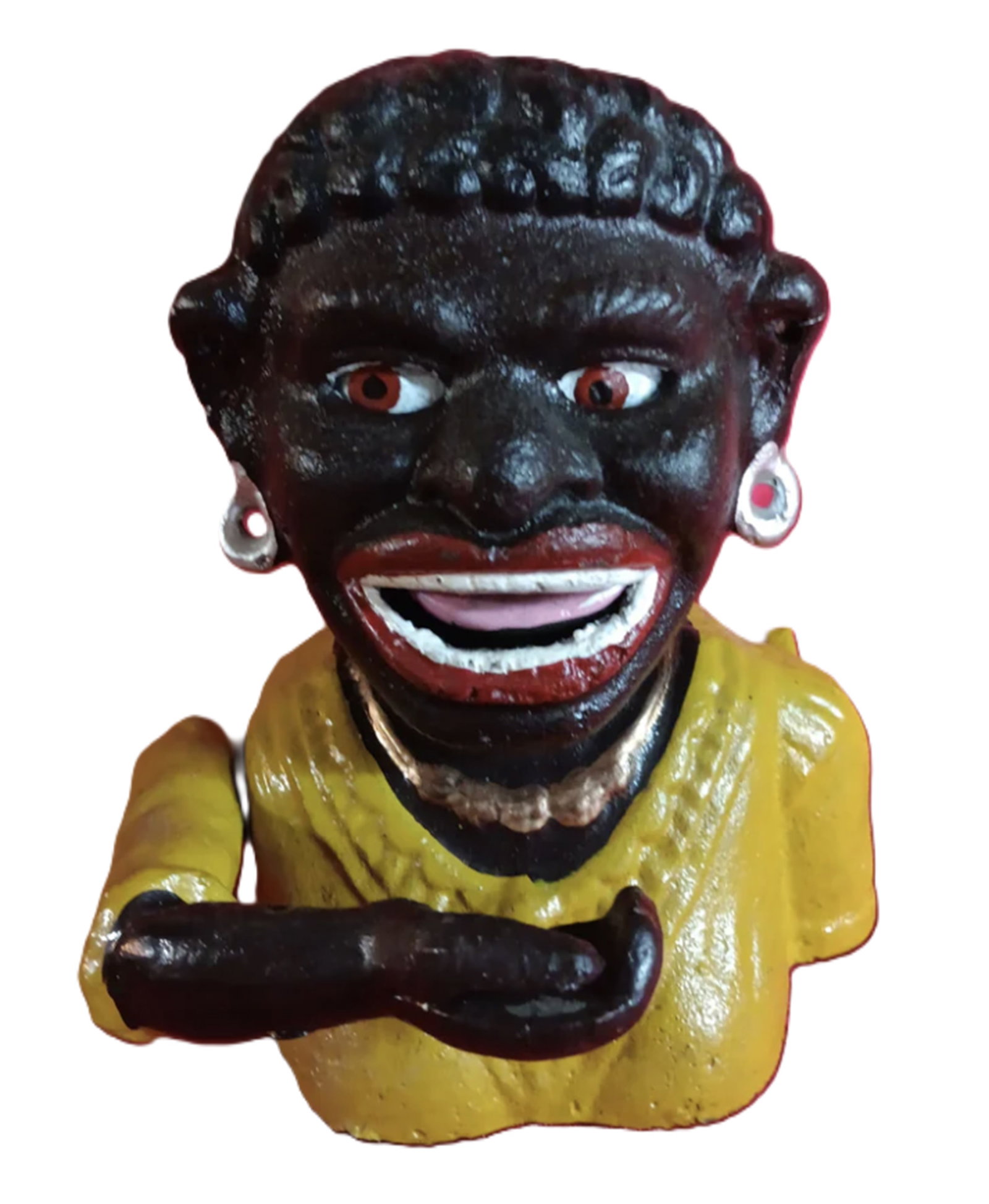 Black Americana Dinah Cast Iron Mechanical Bank: Black Americana Dinah Cast Iron Mechanical Bank Measures approx 5.5 inches by 4.5 inches