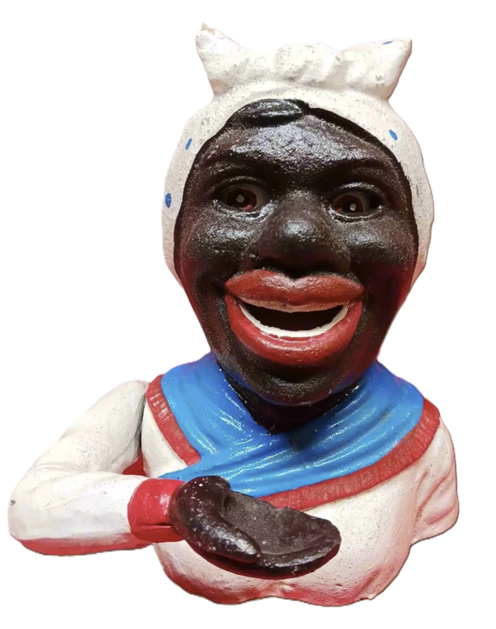 Black Americana Cast Iron Mechanical Bank Aunt Jemima: Black Americana Cast Iron Mechanical Bank Aunt Jemima Measures approx. Height(Inches):7 Length(Inches):6 Width(Inches):6