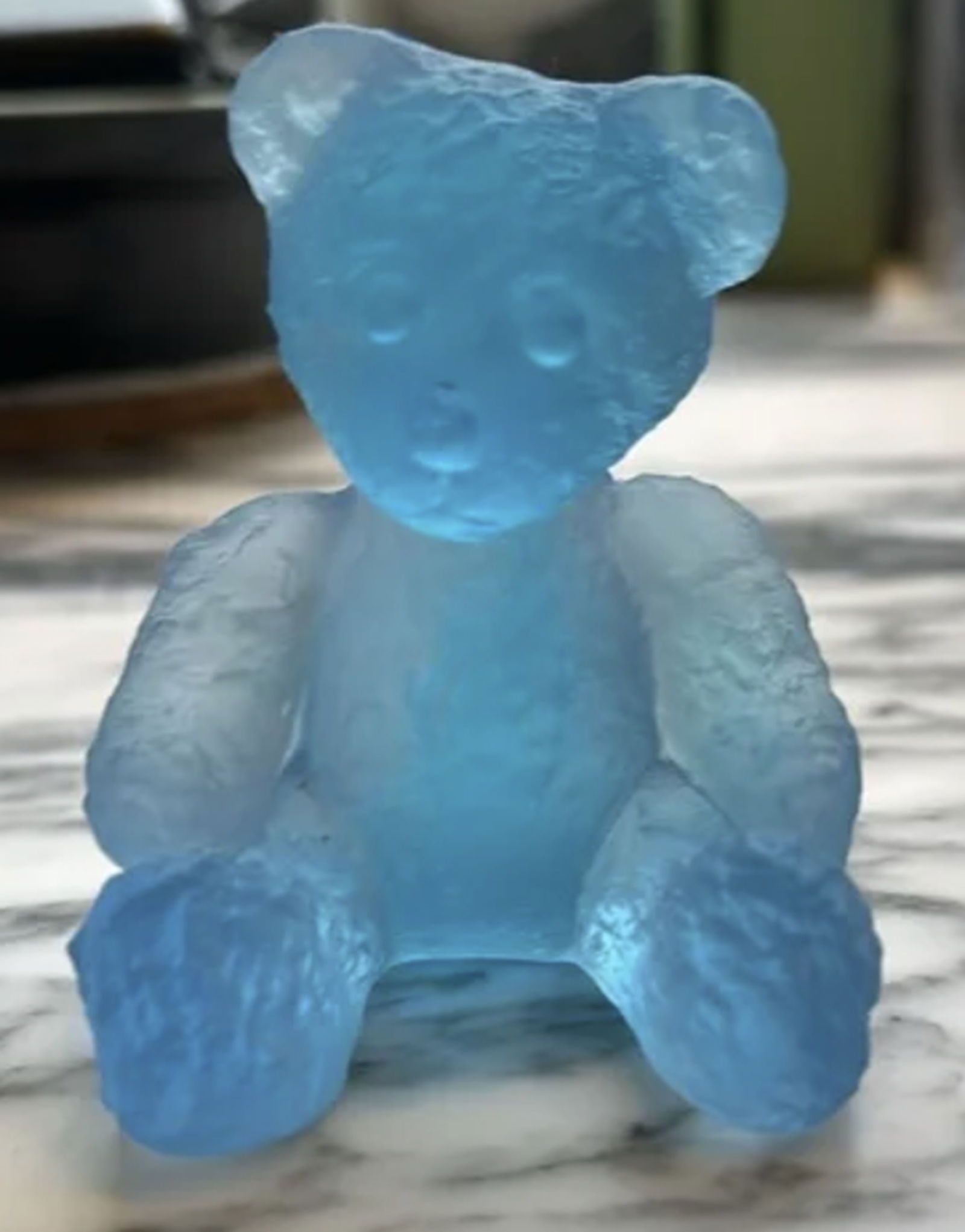 Daum Signed Blue Bear Made in France: Daum Signed Blue Bear Made in France