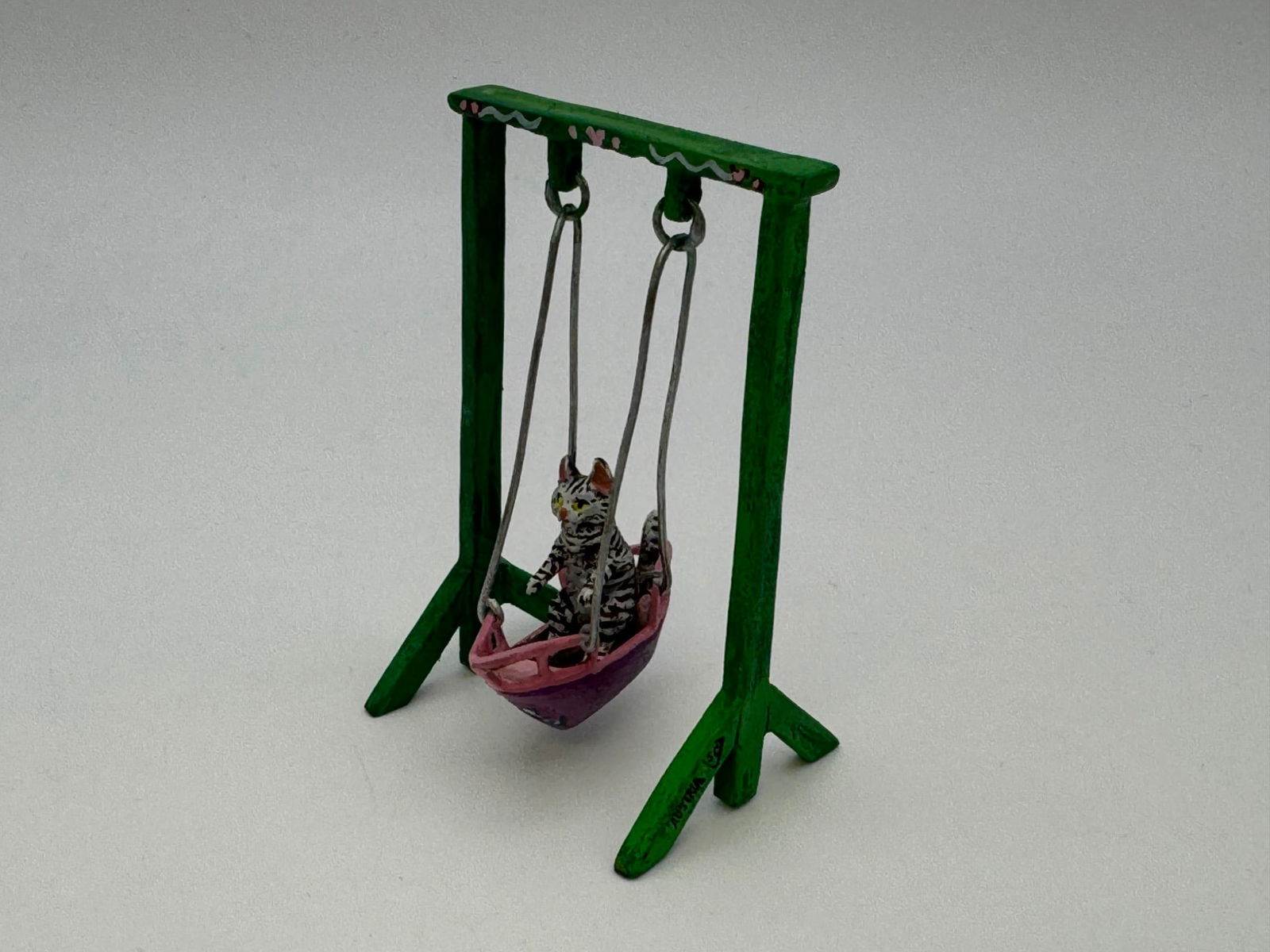 Vienna Austrian Cold Painted Bronze Kitten on Swing Figurine. (1 of 5)