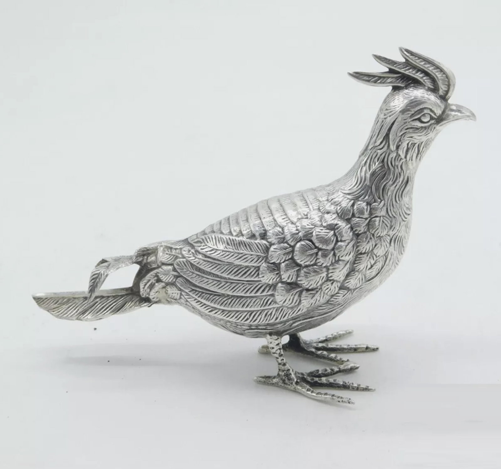 Italian .800 Silver Tropical Bird Figurine: Italian .800 Silver Tropical Bird Figurine. Measures approx 5.5 inches long