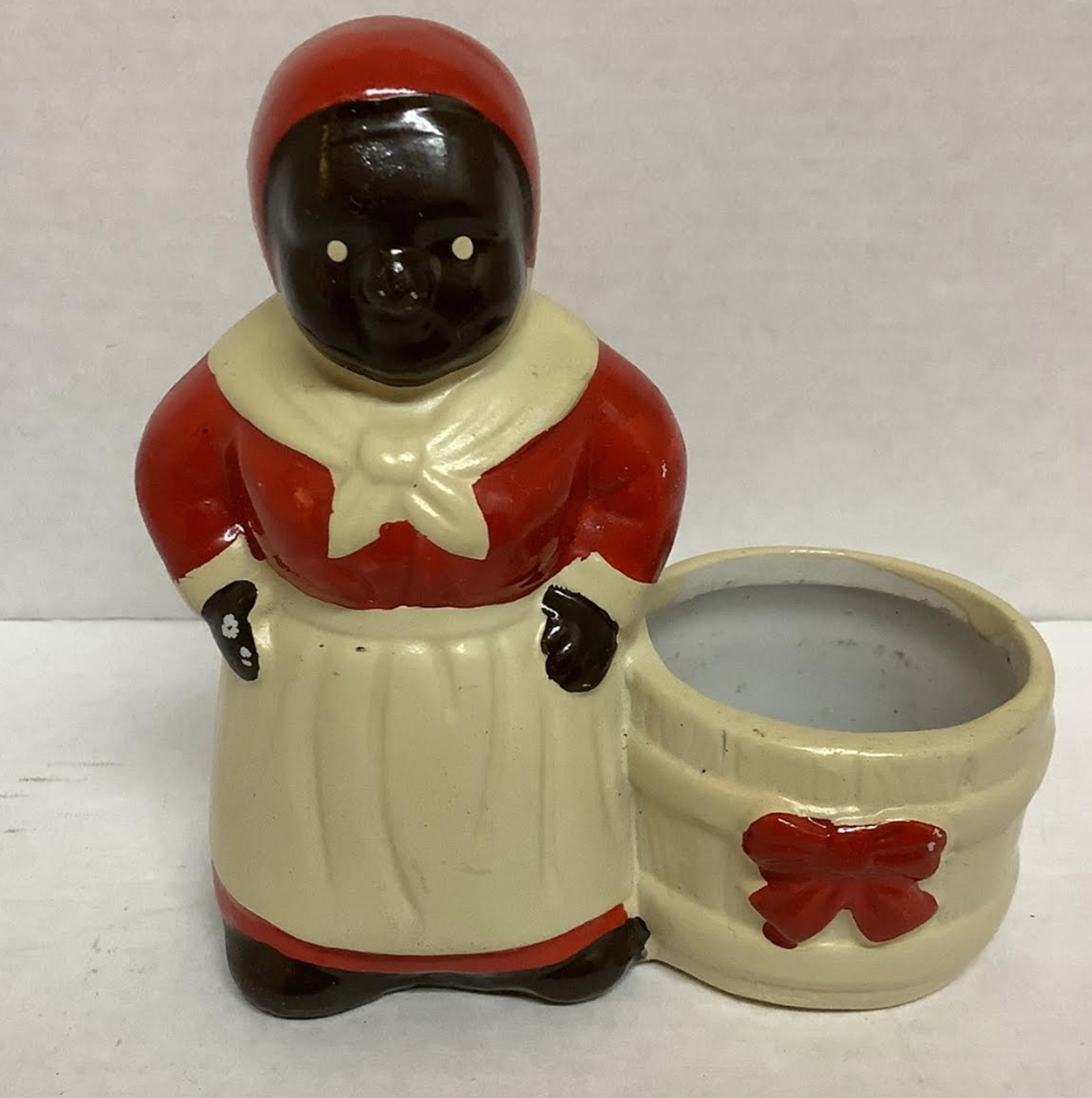 Black Americana Aunt Jemima Ceramic Toothpick Holder: Black Americana Aunt Jemima Ceramic Toothpick Holder. Measures approx 3.5 inches tall