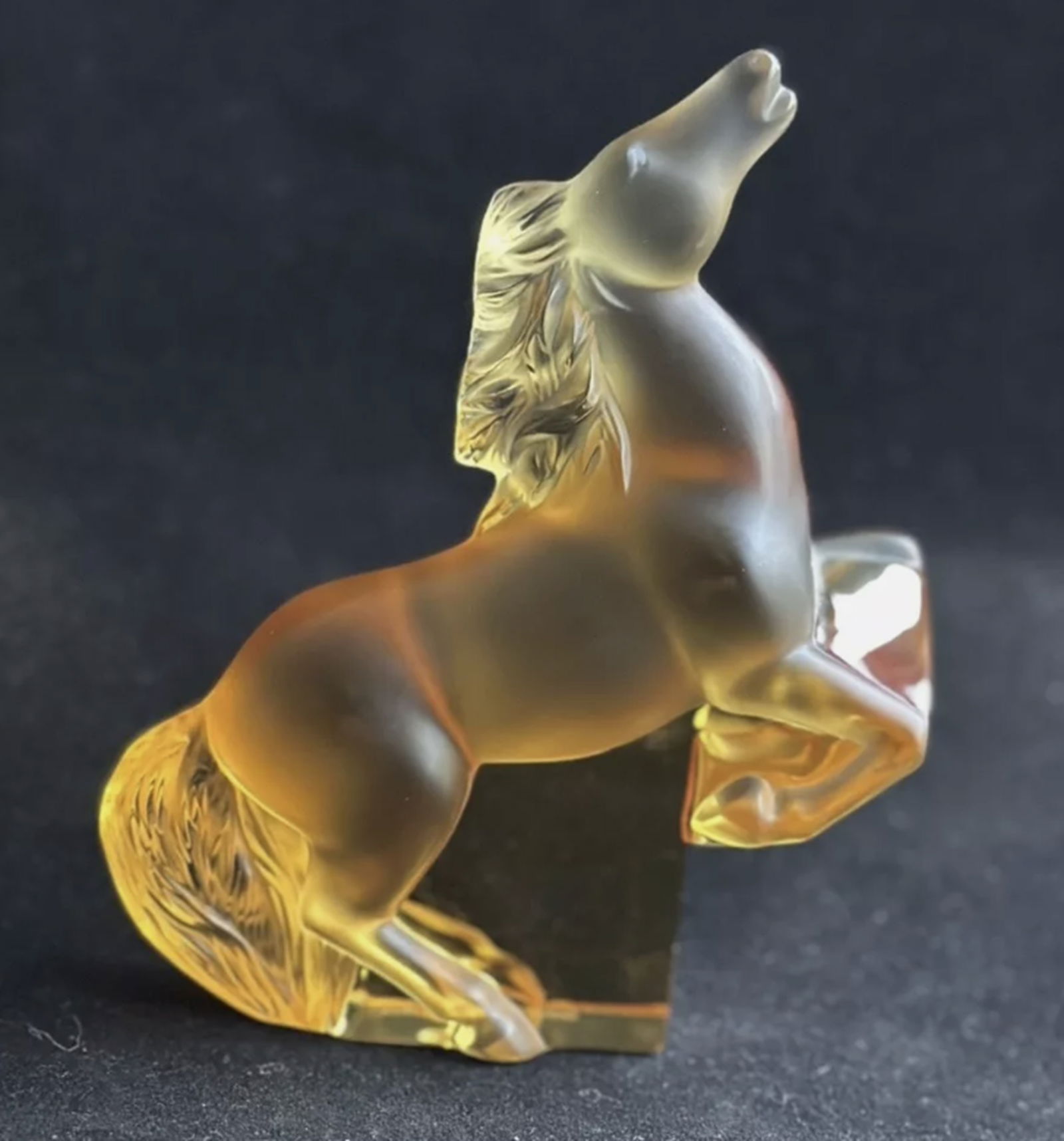 LALIQUE Signed Large Amber Crystal Galloping Kazak Horse Made In  France (1 of 5)