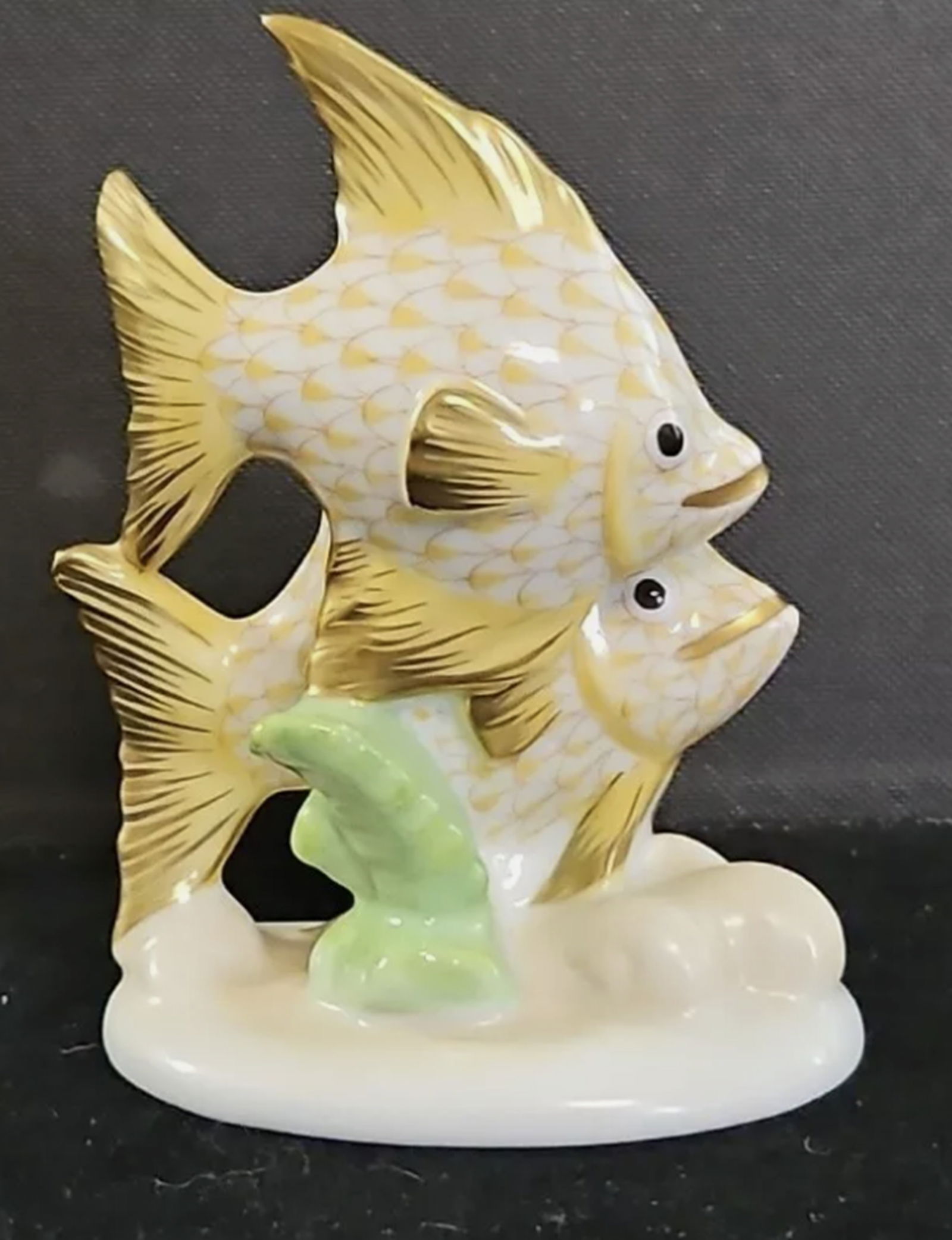 Herend Signed Porcelain Butterscoth Fishnet Angel Fish Figurine Statue . Made in Hungary (1 of 6)