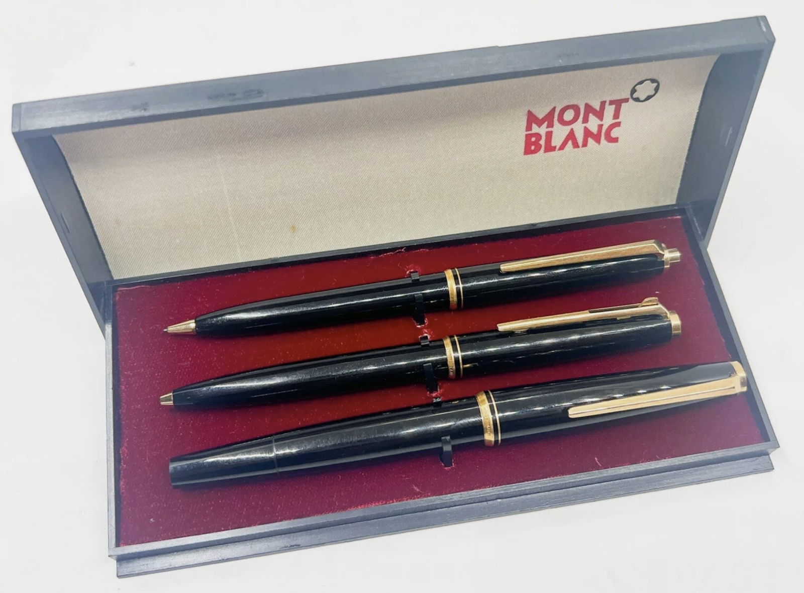 Montblanc Classic 3pcs Mechanical Pencil Ballpoint & Fountain Pen 14k Gold 585 (1 of 7)