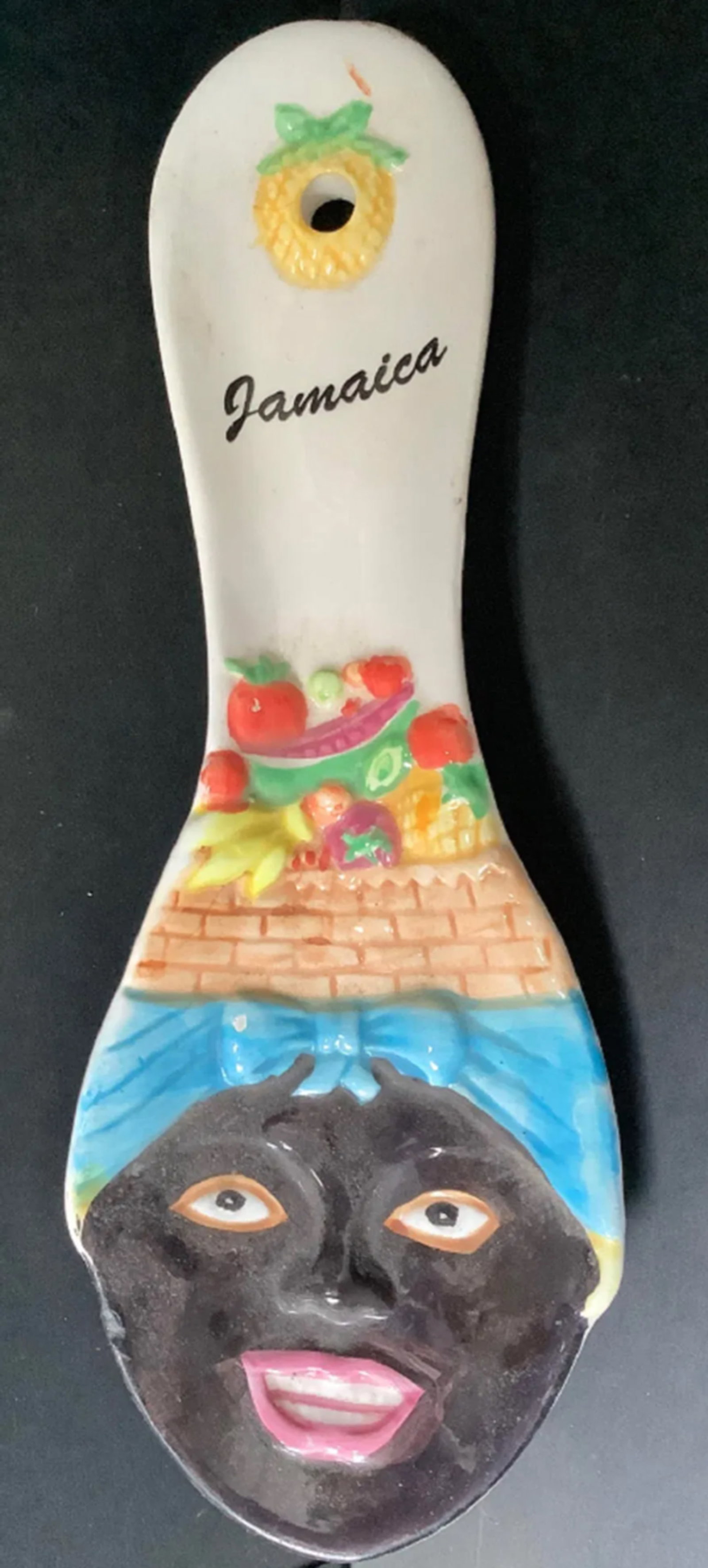 Hand painted Porcelain JAMAICA decorative spoon rest: Hand painted Porcelain JAMAICA decorative spoon rest Measures approx 9 inches long