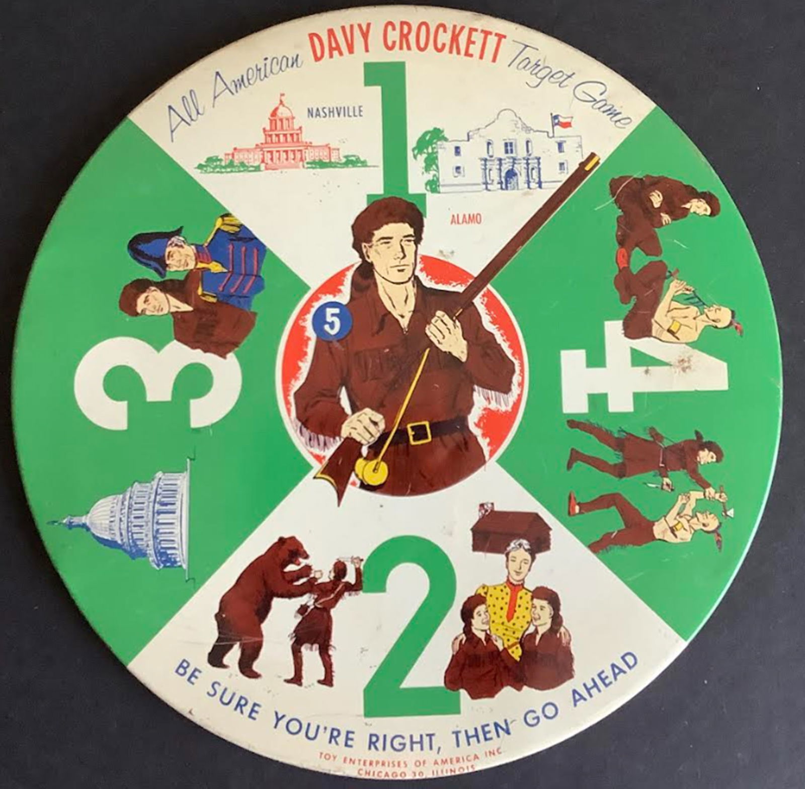 Davy Crockett Tin Lithograph Target Game Board 1950 (1 of 4)