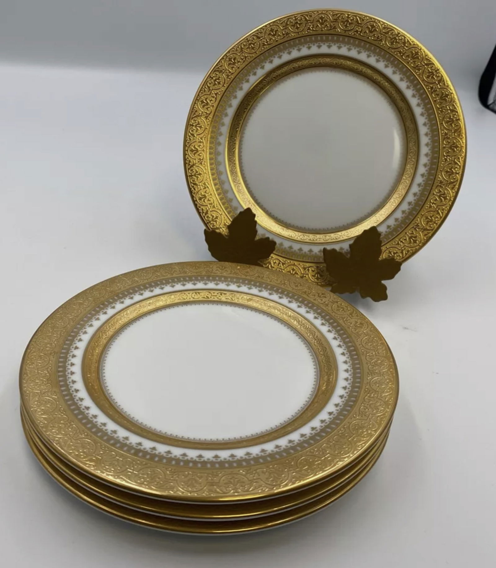 Set of 4 Faberge IMPERIAL HERITAGE Gold & White Appetizer / Bread Plates (1 of 4)