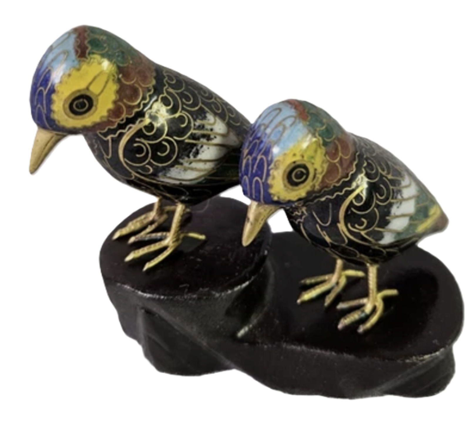 Chinese Cloisonne Enamel and Brass Pair of Bird figurine Statuettes (1 of 5)