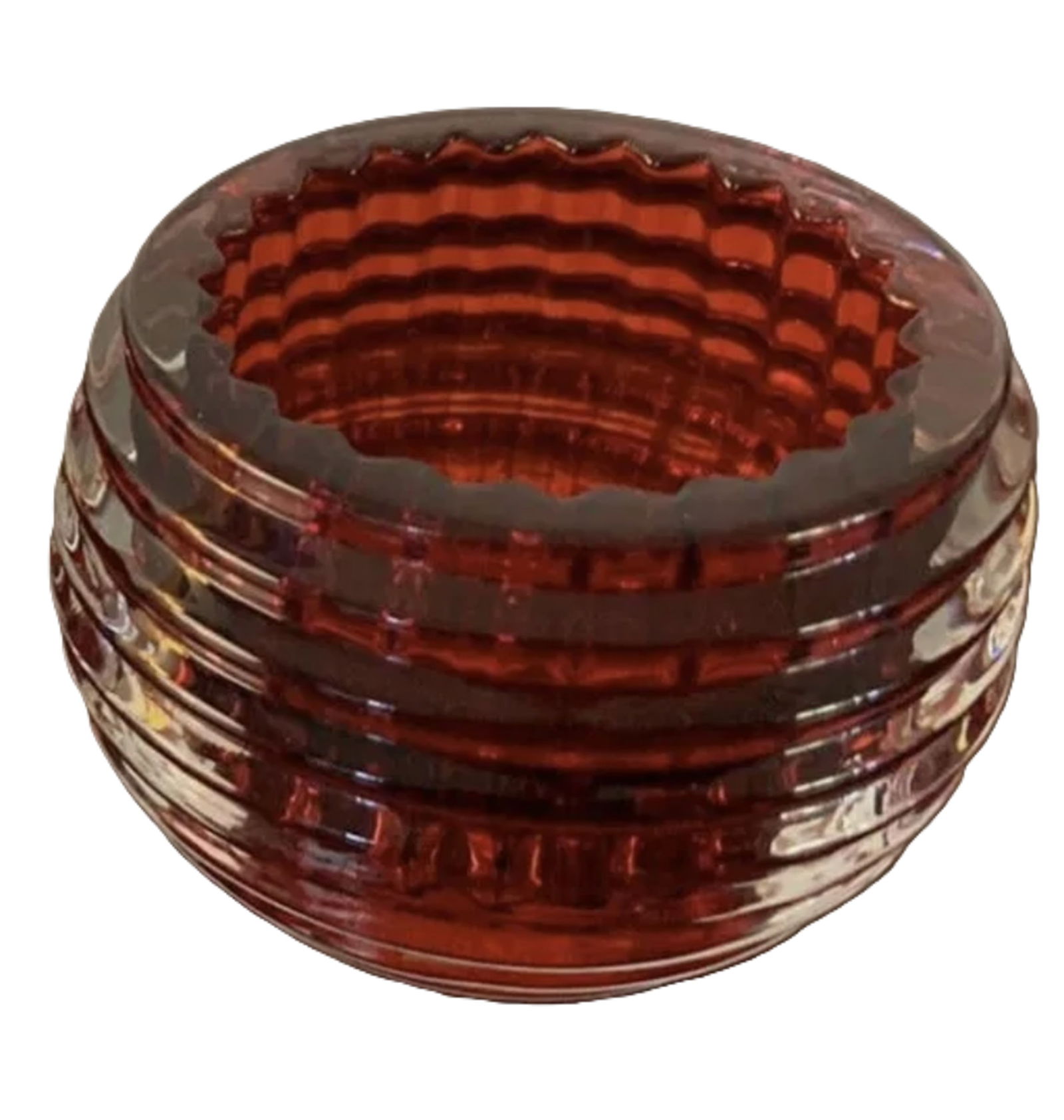 Baccarat Signed Crystal Red Eye Vase or candle Holder with box made in France (1 of 4)