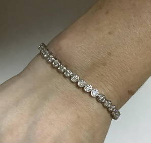 Natural Diamond Tennis Bracelet 6.00ct Set In 14k Bezel White Gold (1 of 7)