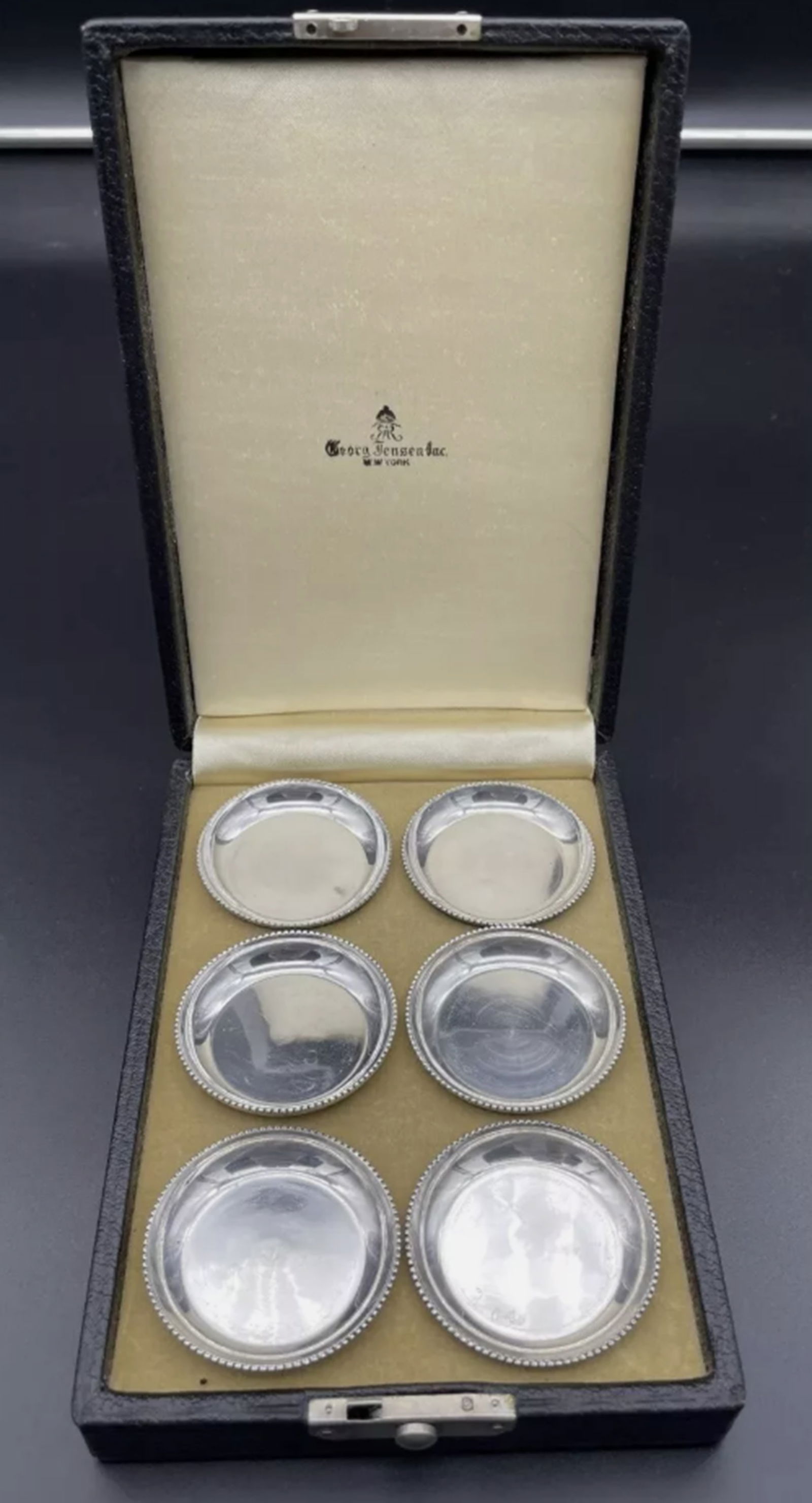 Georg Jensen Sterling Silver Nut Dish Set / Butter Pats Original Box No Monogram (1 of 5)