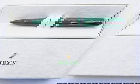 Rolex Ballpoint Pen Metal Green Lacquer Twist Pen With Original Box (1 of 6)