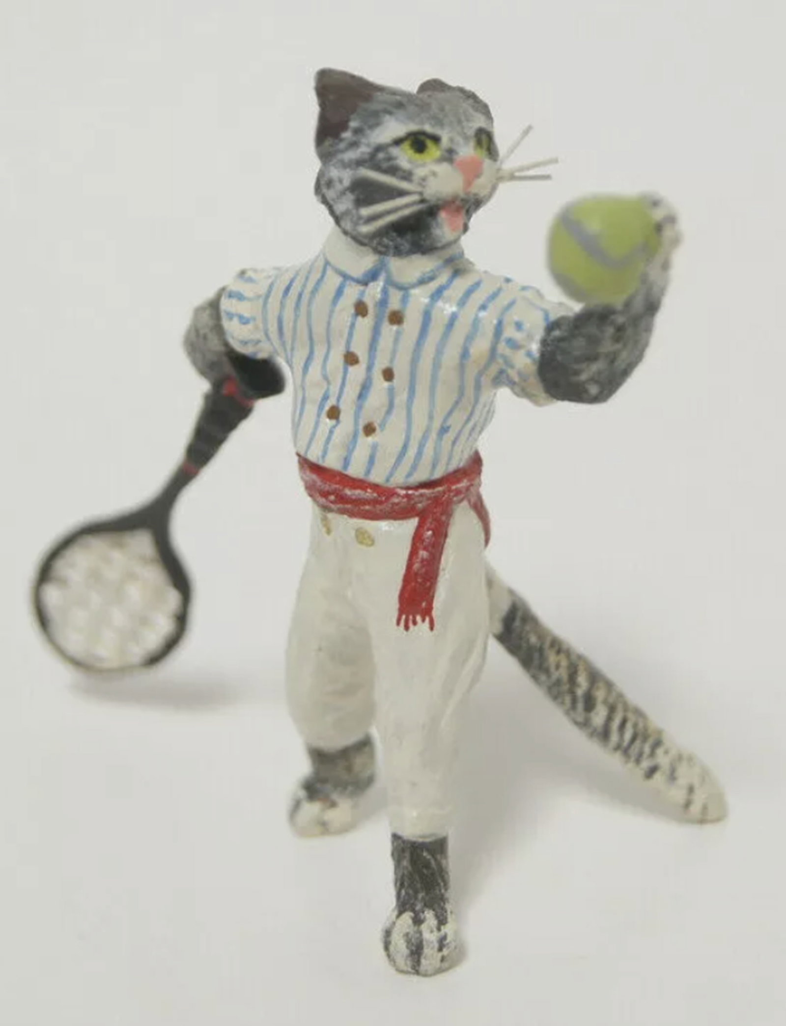 Fritz Bermann Austrian Vienna Bronze Cat Plaing Tennis Sports Sculpture FBW: Fritz Bermann Austrian Vienna Bronze Cat Plaing Tennis Sports Sculpture FBW. This figurine is in beautiful overall condition and was stored and cared for by a serious collector of all things Fritz Ber