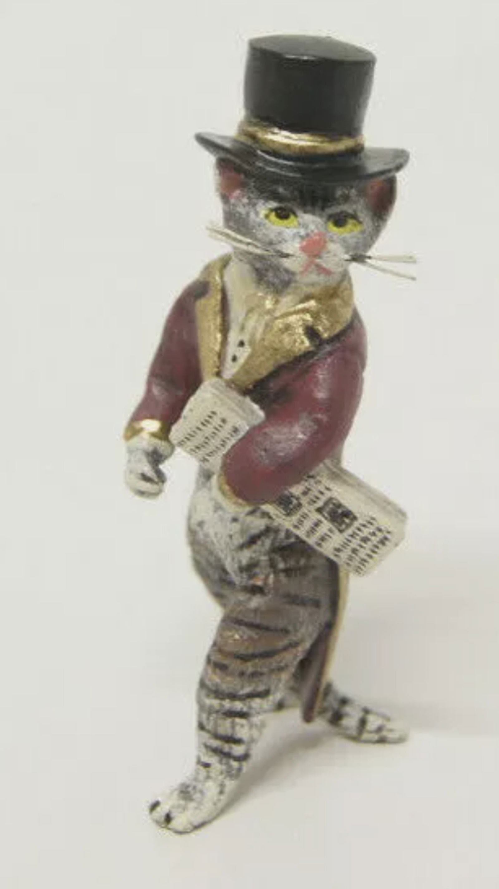 Fritz Bermann Austrian Vienna Bronze Gentleman Cat Newspaper Coat Sculpture FBW (1 of 7)