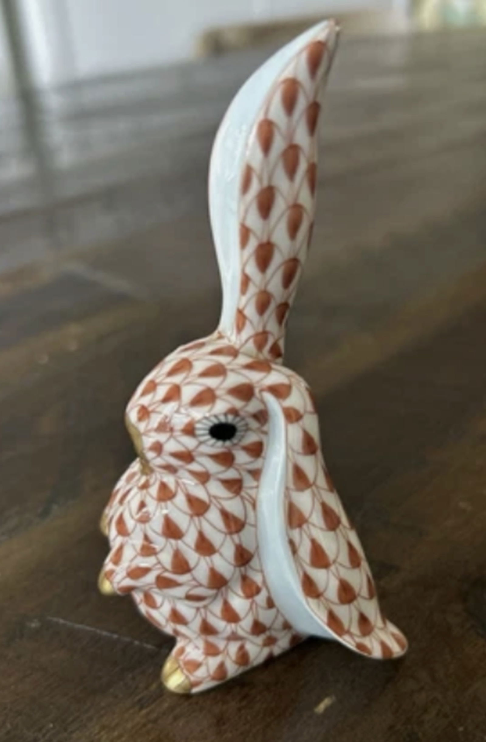 Herend Signed Rust Porcelain Fishnet Bunny Rabbit Made in Hungary (1 of 5)