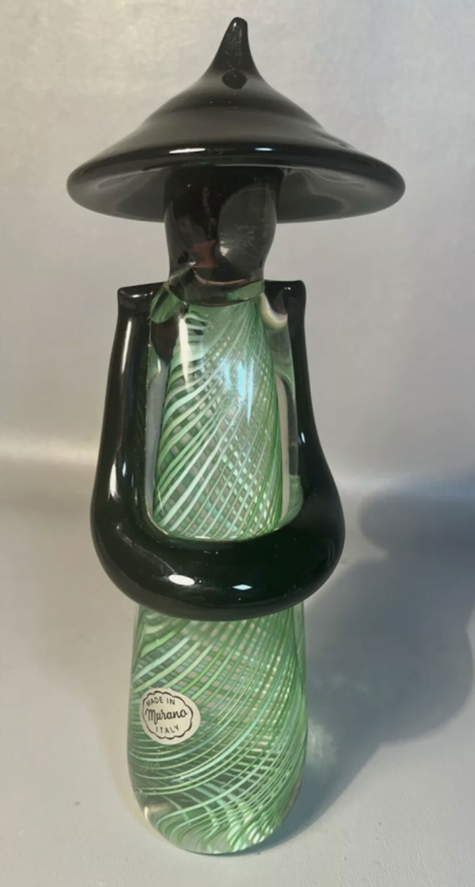 Sergio Rossi Signed Murano Art Glass Chinese Asian Figurine Statue Latticino Glass 1960: Sergio Rossi Signed Murano Art Glass Chinese Asian Figurine Statue Latticino Glass 1960. A masterful art form depicting a Chinese Scholar figure. Hand blown, Murano art glass signed by Sergio Rossi, M