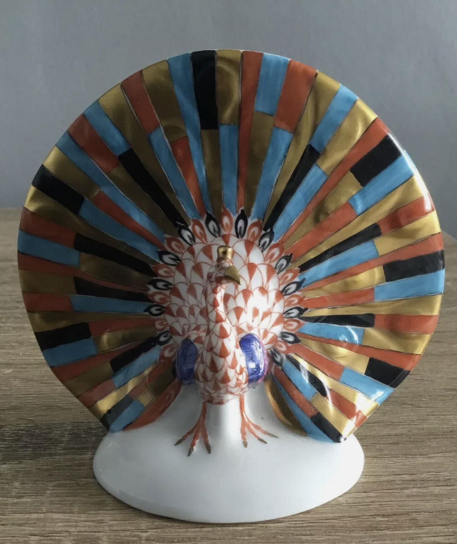 Herend Signed Rust Fishnet Porcelain Peacock Figurine Statue. Made In Hungary (1 of 6)