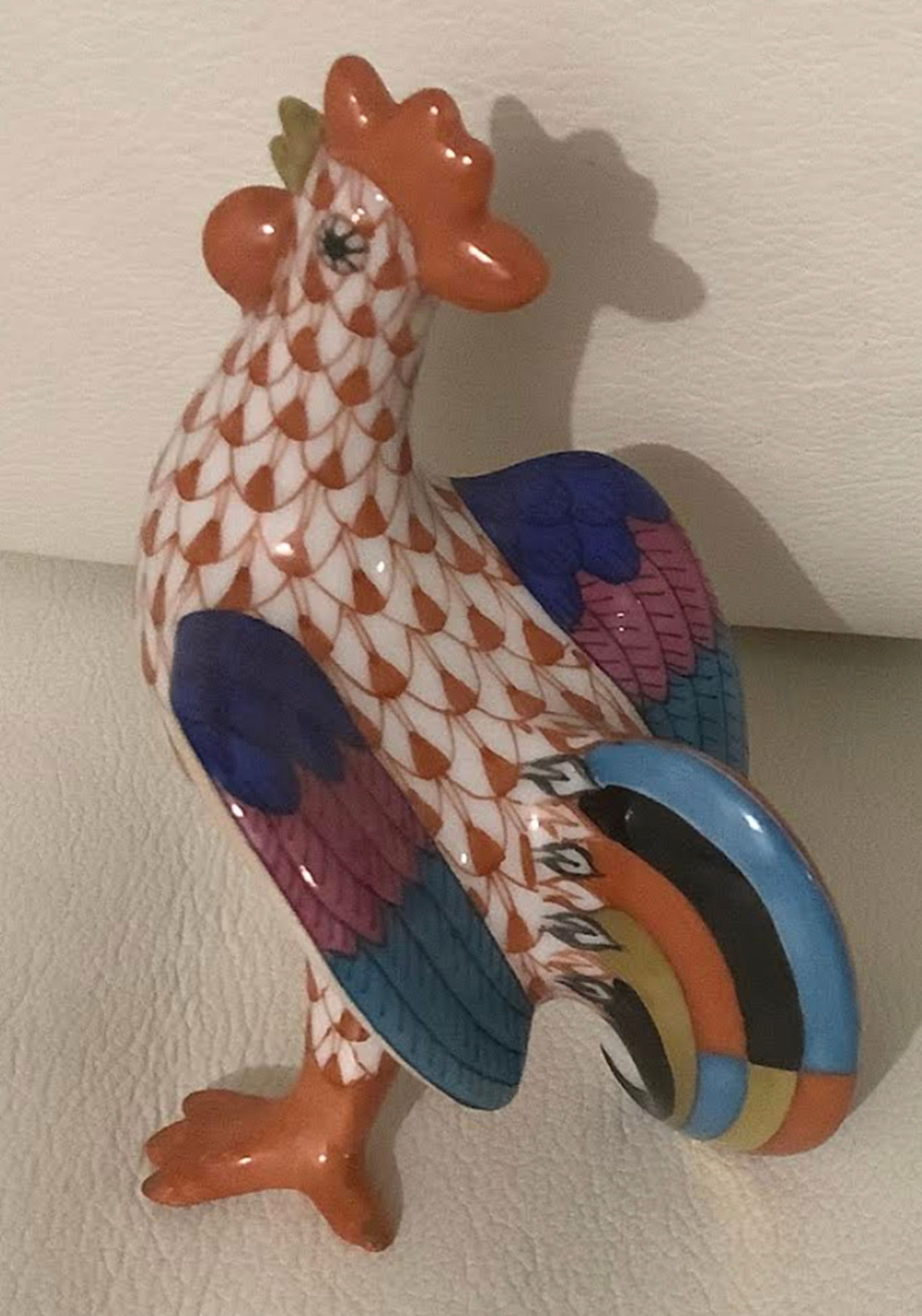 Herend Signed Porcelain Rust Fishnet Chicken Figurine With 24k Gold Accents  Made in Hungary (1 of 6)