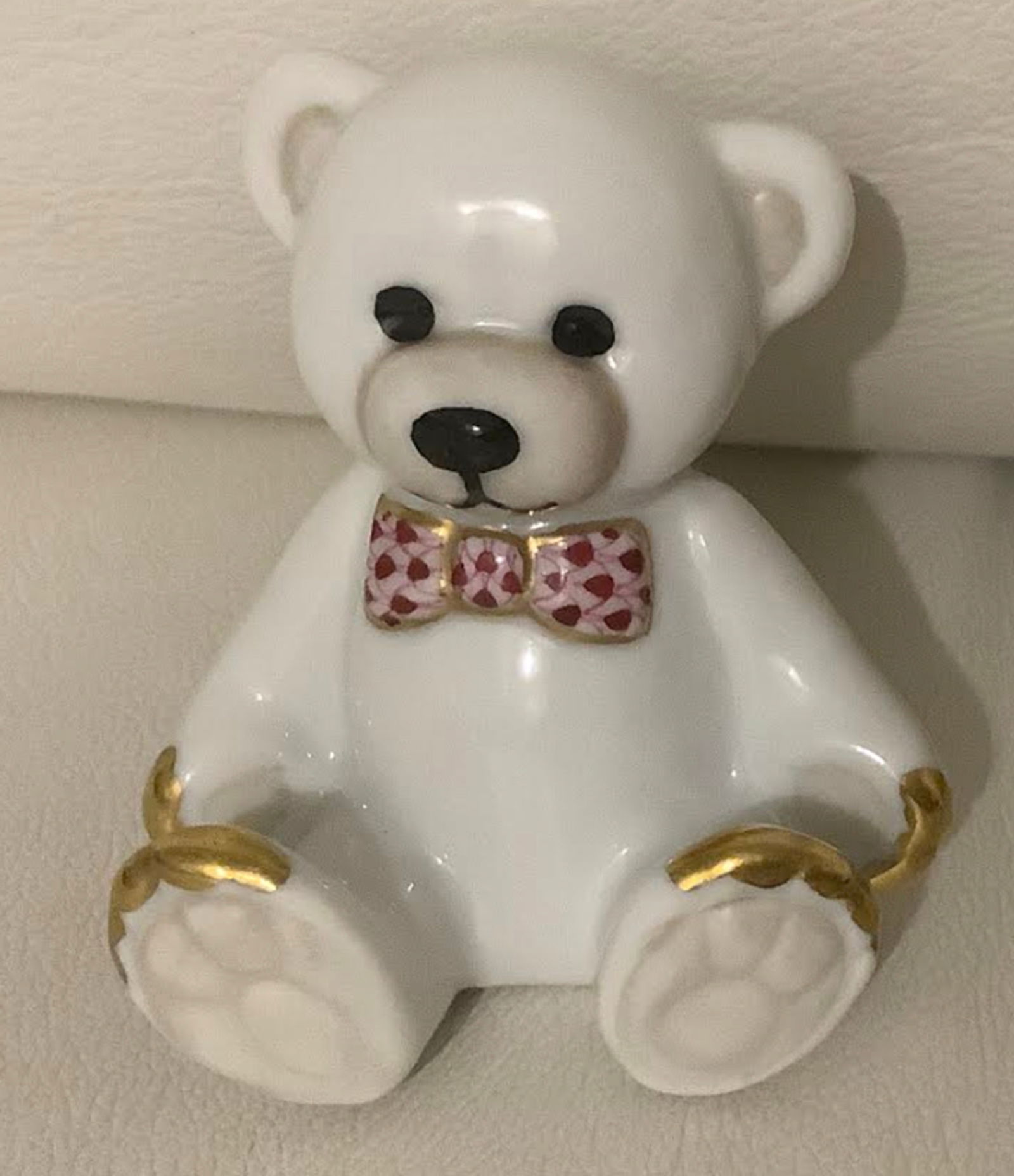 Herend Signed Porcelain White  Bear Figurine With 24k Gold Accents  Made in Hungary (1 of 6)